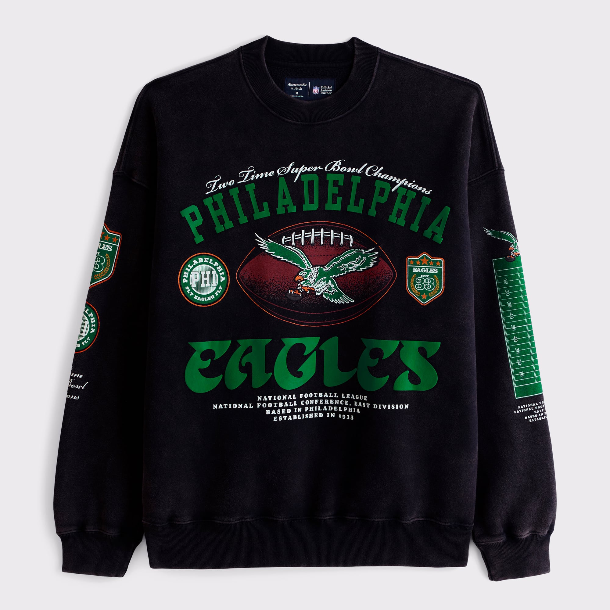 Men's Abercrombie & Fitch Black Philadelphia Eagles Fleece Sweatshirt