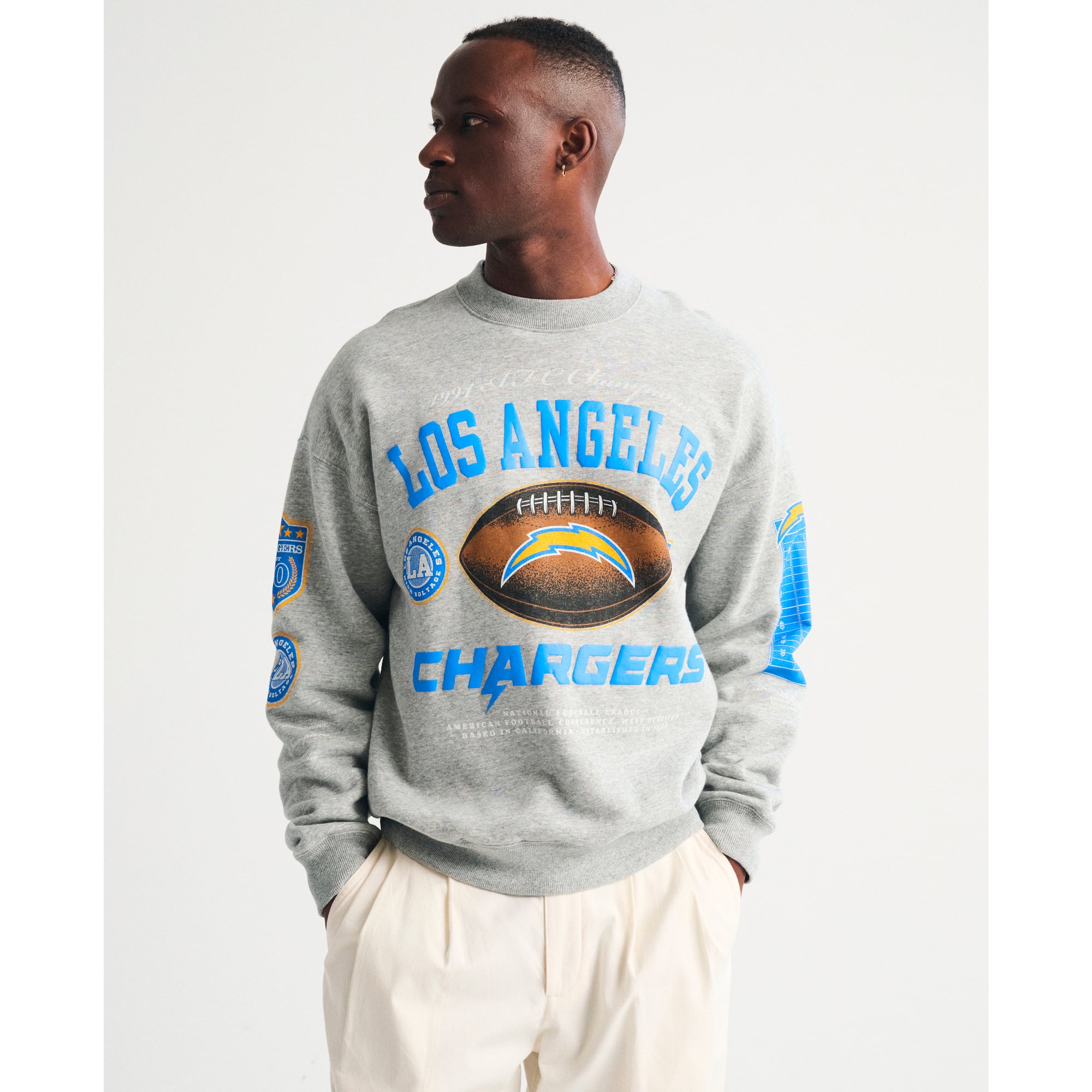 Men's Abercrombie & Fitch Gray Los Angeles Chargers Fleece Sweatshirt