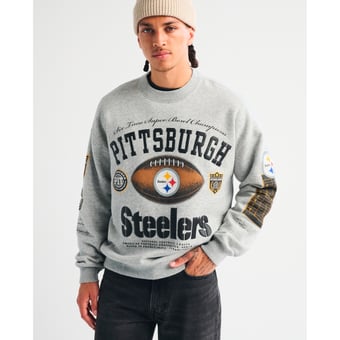 Men's Abercrombie & Fitch Gray Pittsburgh Steelers Fleece Sweatshirt