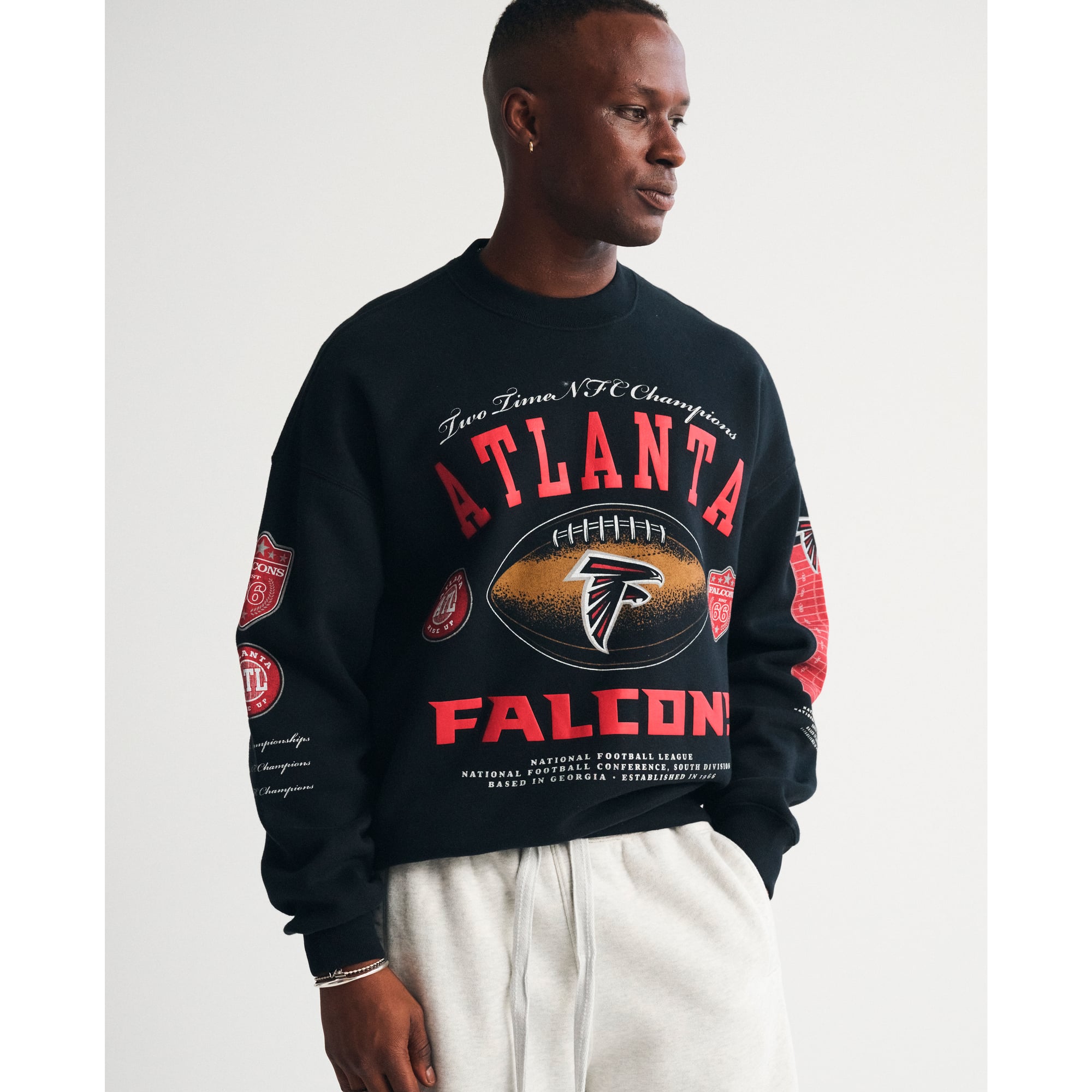 Schwarzes Atlanta Falcons Fleece-Sweatshirt von Abercrombie & Fitch für Herren