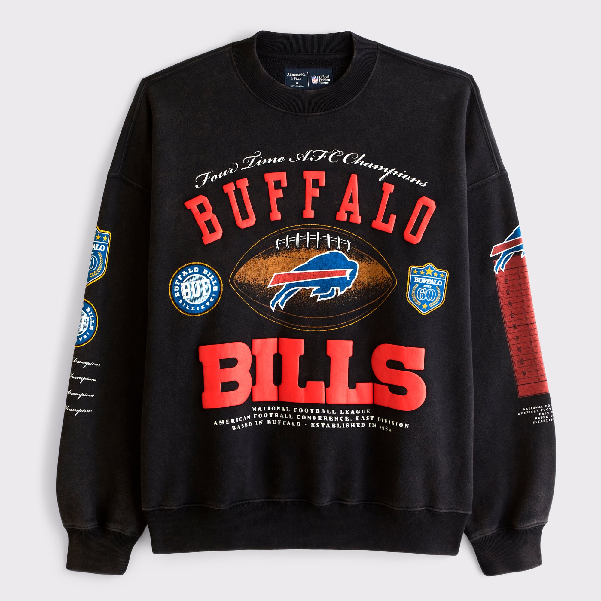 Men's Abercrombie & Fitch Black Buffalo Bills Fleece Sweatshirt