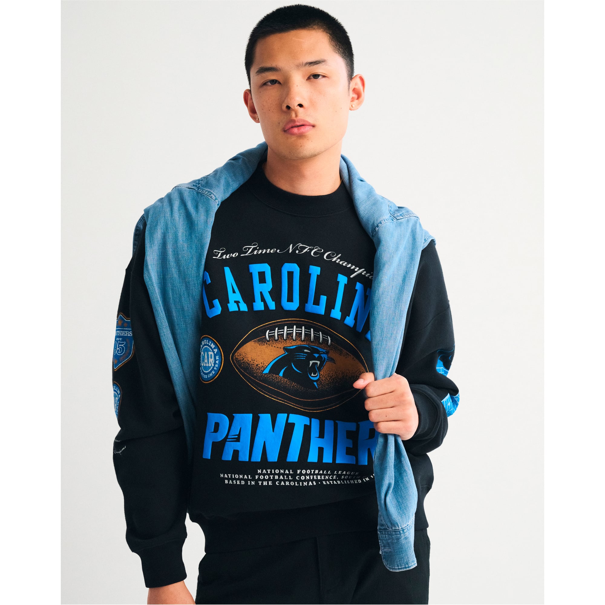 Schwarzes Carolina Panthers Fleece-Sweatshirt von Abercrombie & Fitch für Herren