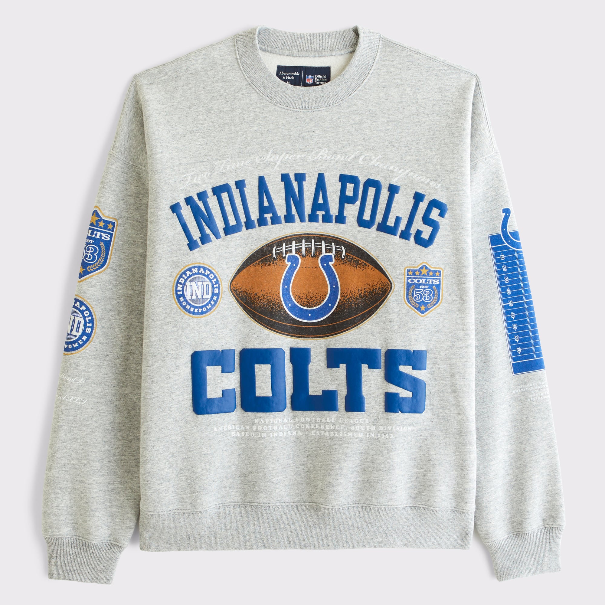 Abercrombie & Fitch Herren-Fleece-Sweatshirt in Grau mit Indianapolis Colts-Logo