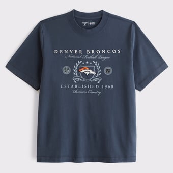 Men's Abercrombie & Fitch Navy Denver Broncos Premium Heavyweight T-Shirt
