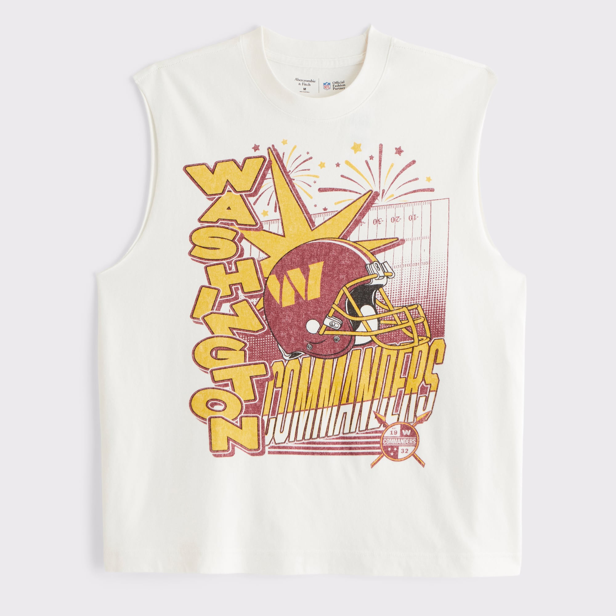 Abercrombie & Fitch Herren-Tanktop in Creme mit Washington-Commanders-Motiv