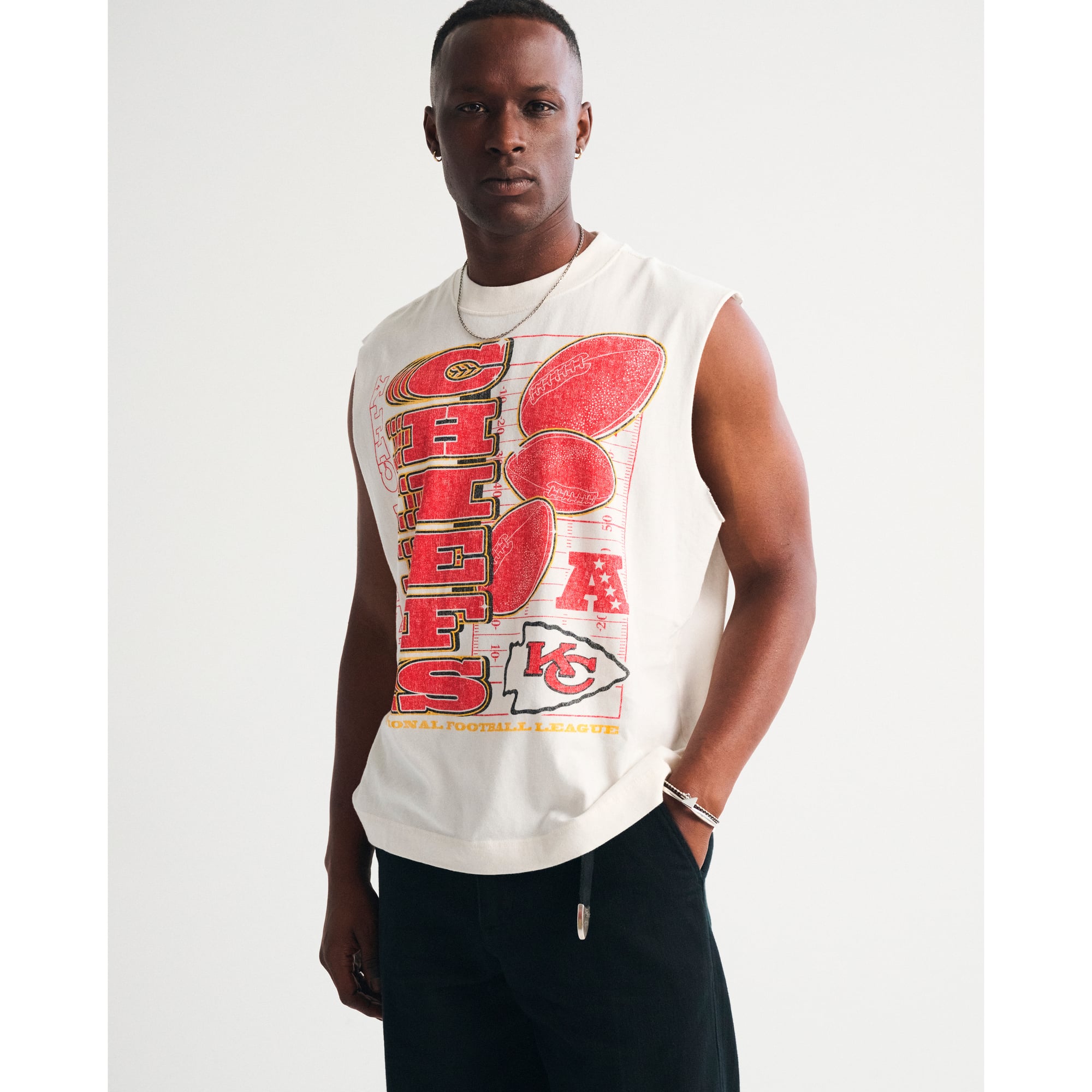 Abercrombie & Fitch Herren-Tanktop in Creme mit Kansas City Chiefs-Motiv