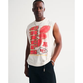 Men's Abercrombie & Fitch Cream Kansas City Chiefs Tank Top