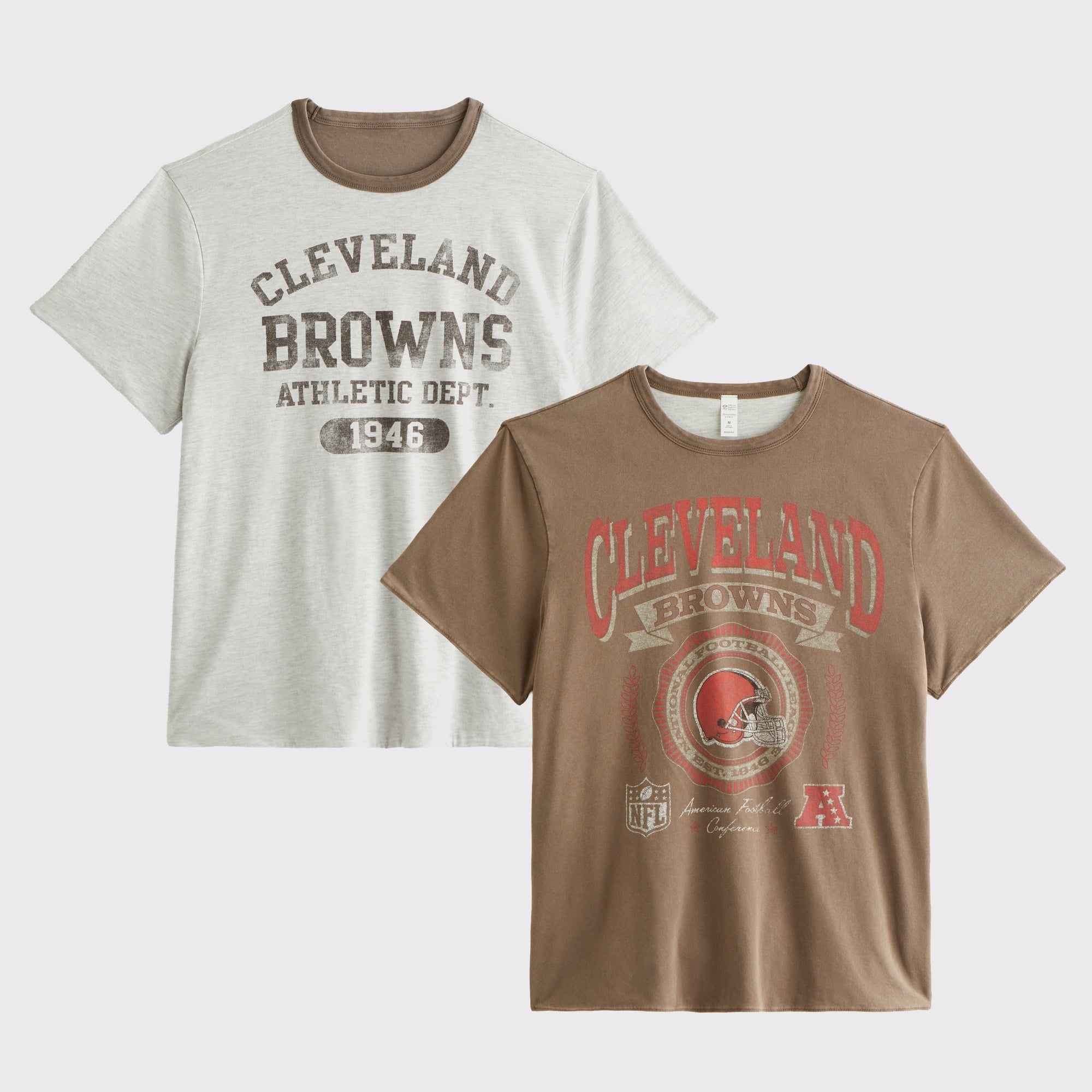 Men's Abercrombie & Fitch Brown Cleveland Browns Reversible T-Shirt: retailer-supplied image