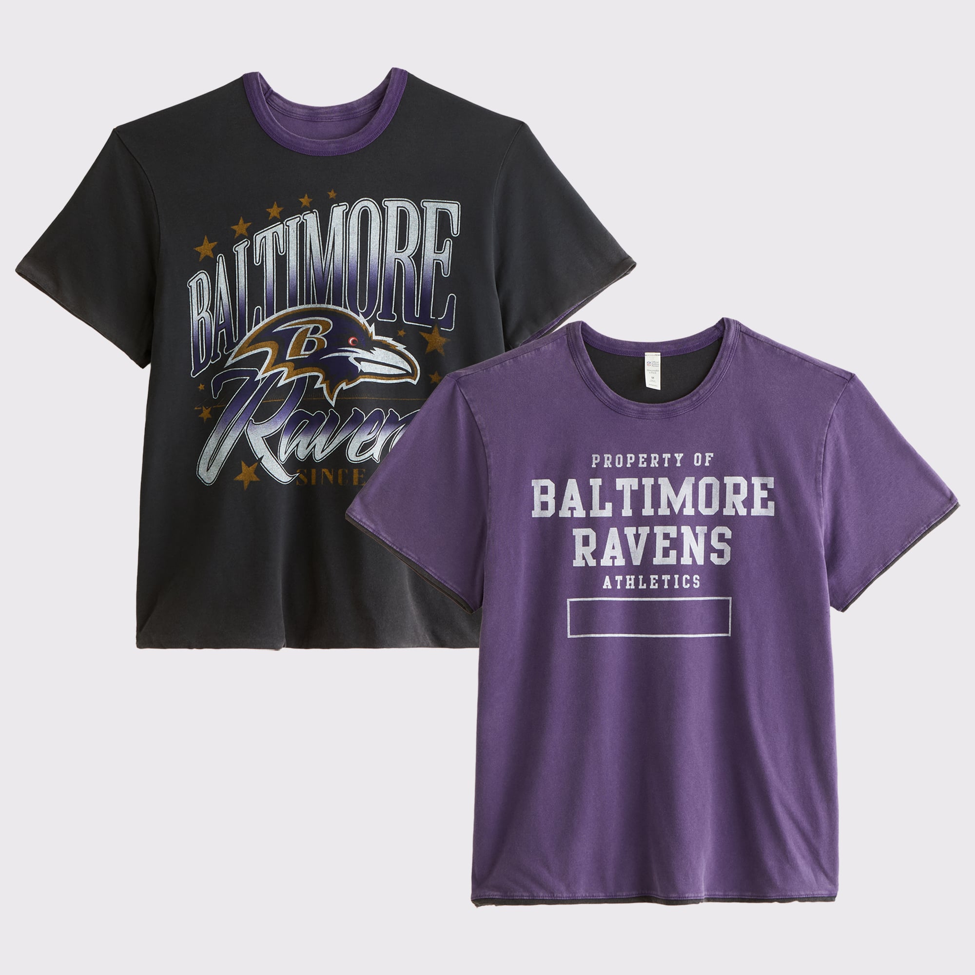 Abercrombie & Fitch Herren-Wende-T-Shirt der Baltimore Ravens in Lila