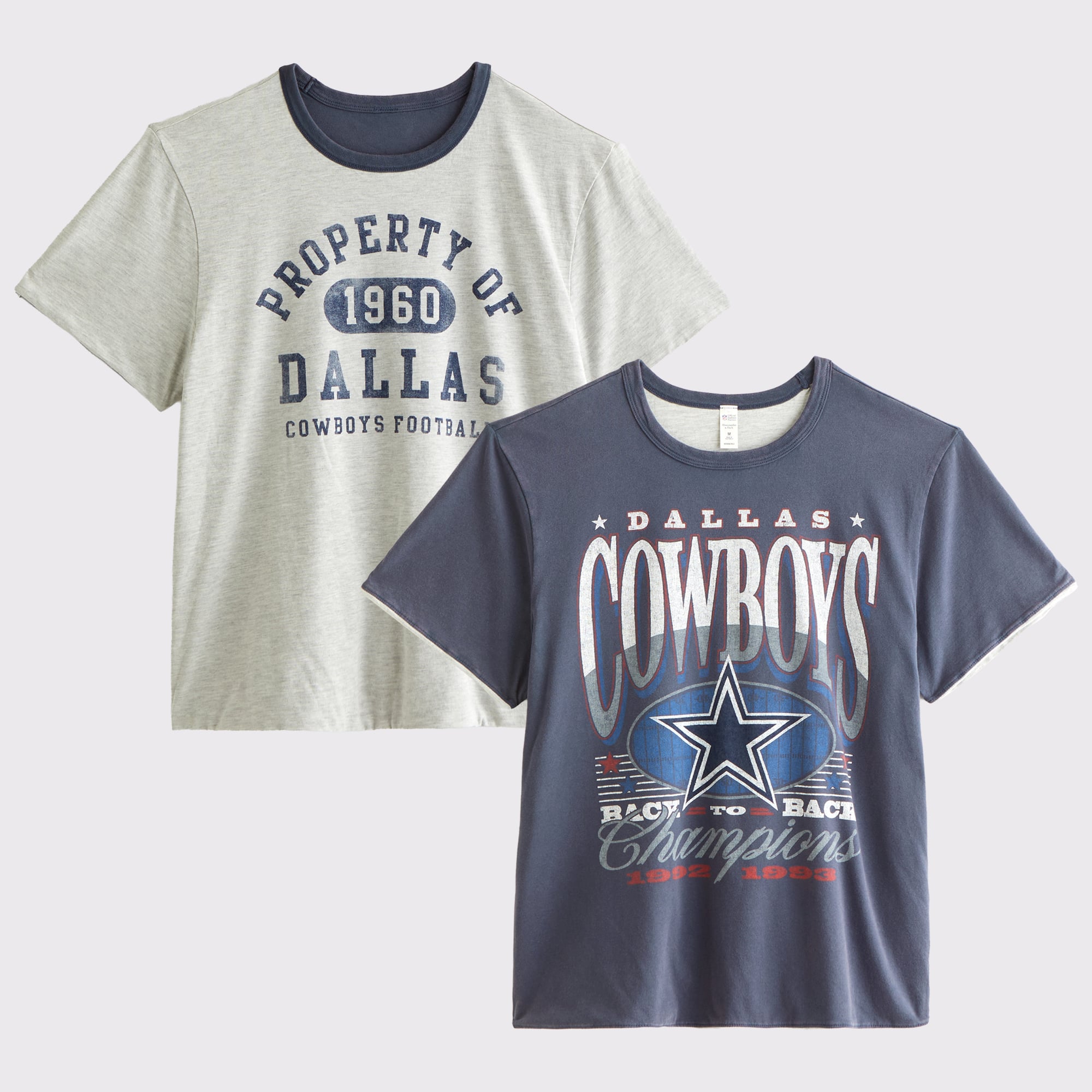 Abercrombie & Fitch Herren-Wende-T-Shirt in Marineblau mit Dallas Cowboys-Motiv