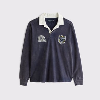 Men's Abercrombie & Fitch  Blue Dallas Cowboys Heavyweight Knit Rugby Shirt