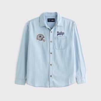 Men's Abercrombie & Fitch Blue Dallas Cowboys Denim Long Sleeve Button-Up Shirt
