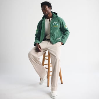Men's Abercrombie & Fitch Kelly Green Philadelphia Eagles Workwear Hooded Bomber Full-Zip Jacket