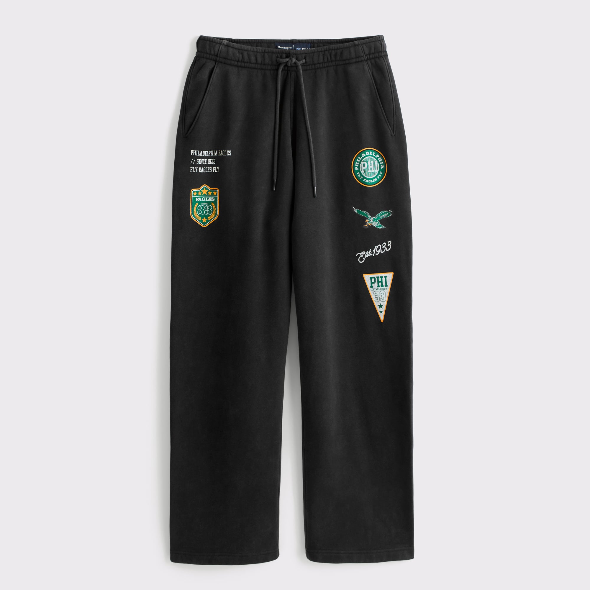 Pantalon de survêtement ample en polaire noire Philadelphia Eagles pour homme, Abercrombie & Fitch