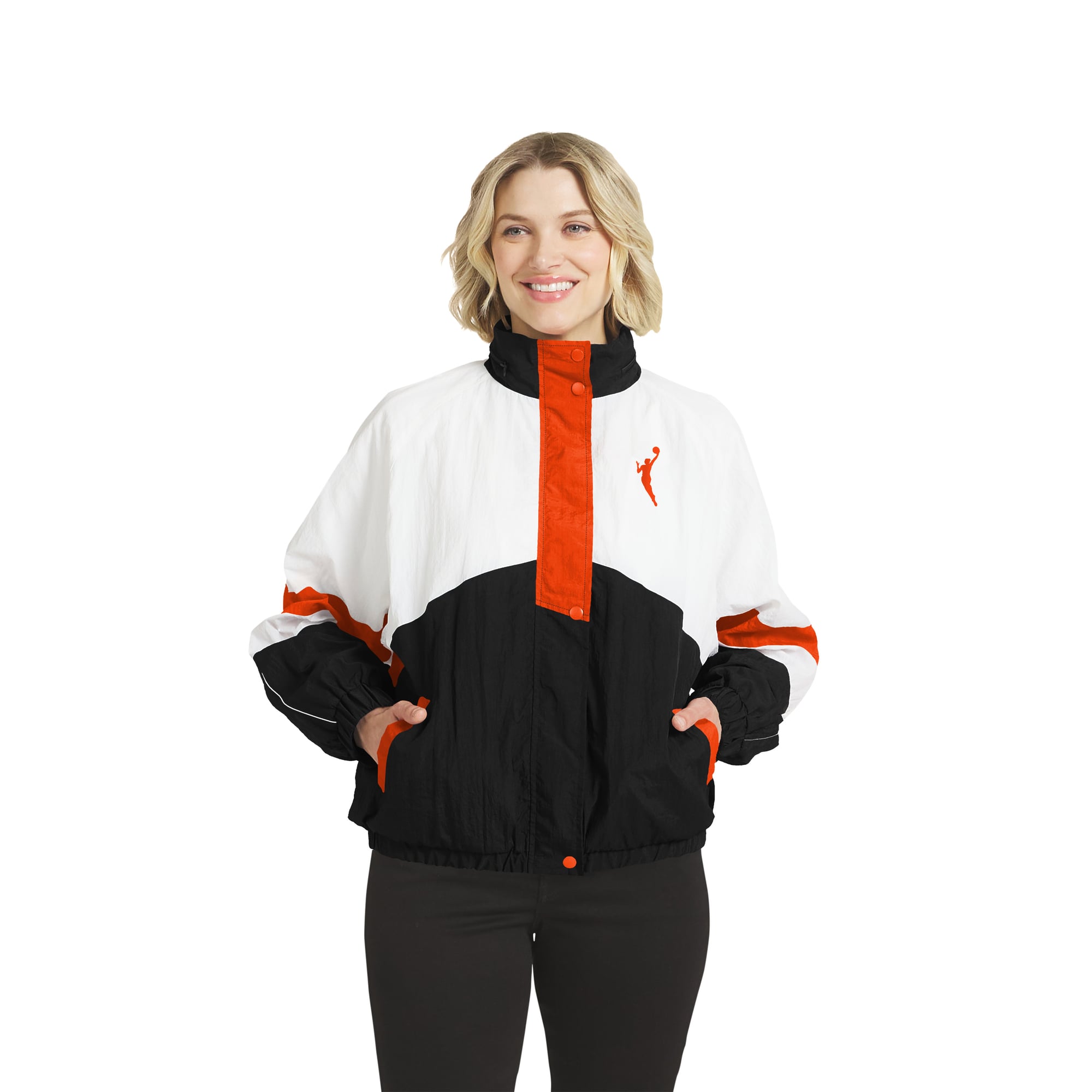 Women's WEAR by Erin Andrews White/Black WNBA Gear Full-Zip Hooded Windbreaker Jacket