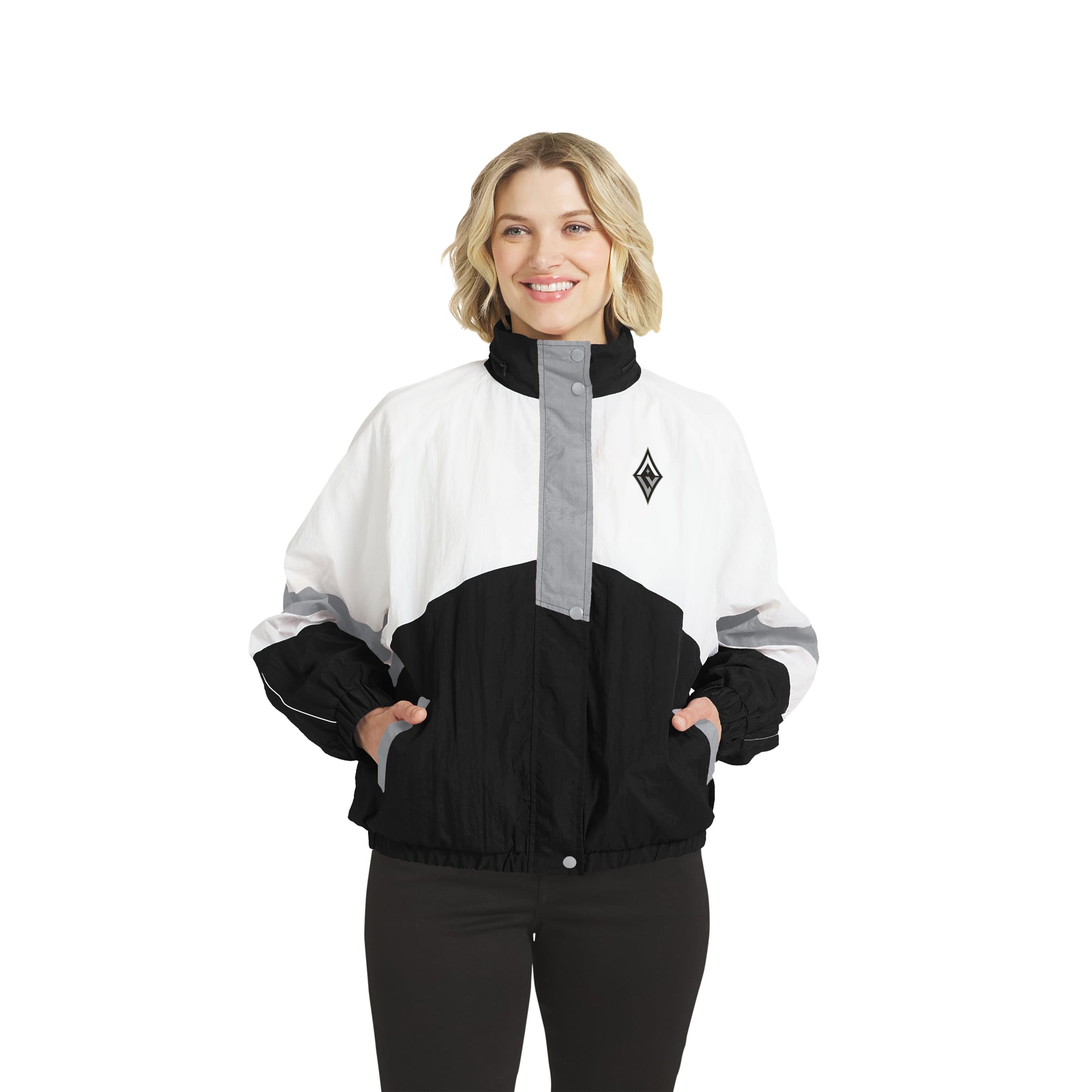 Women's WEAR by Erin Andrews White/Black Las Vegas Aces Full-Zip Windbreaker Jacket