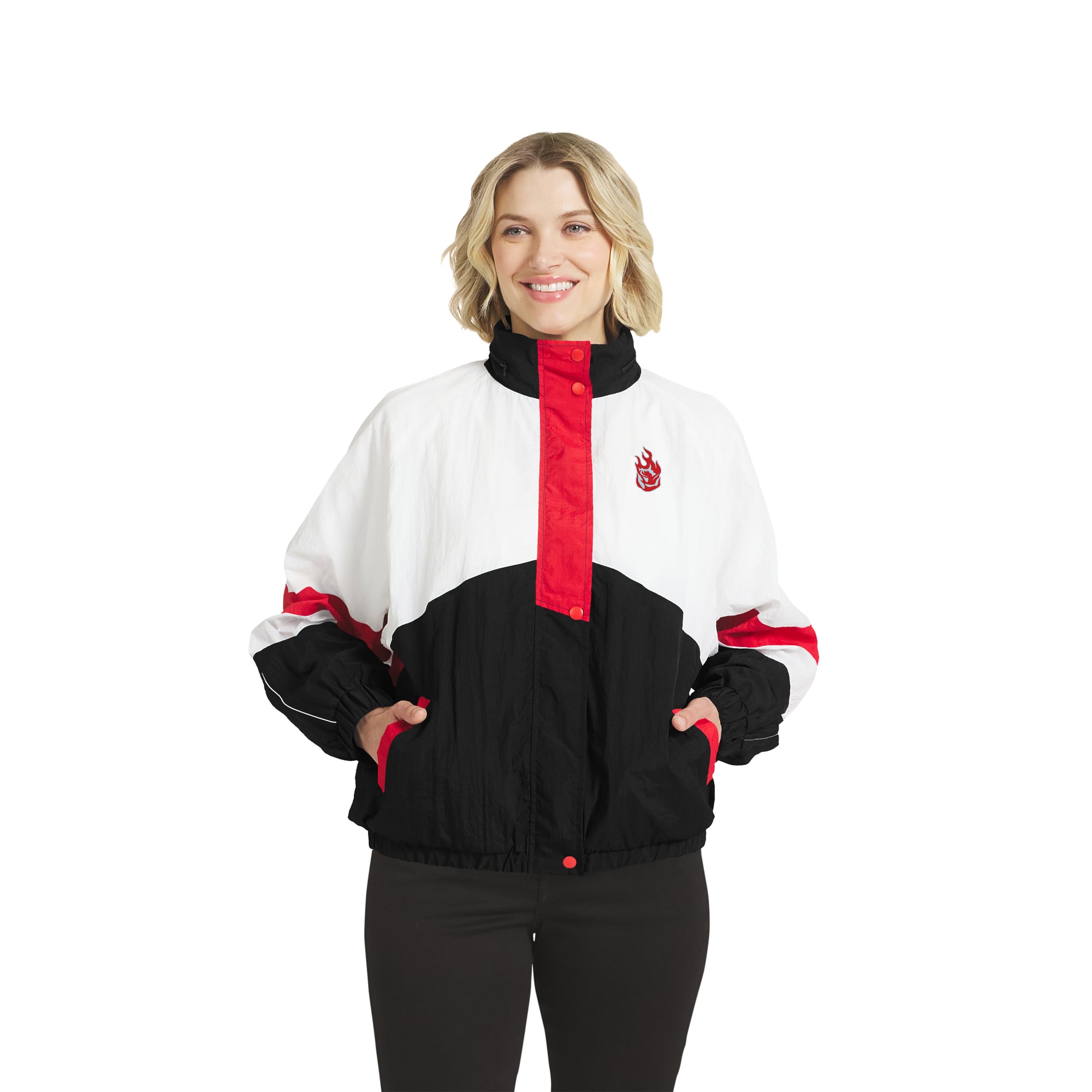 Women's WEAR by Erin Andrews White/Black Portland Fire Full-Zip Hooded Windbreaker Jacket