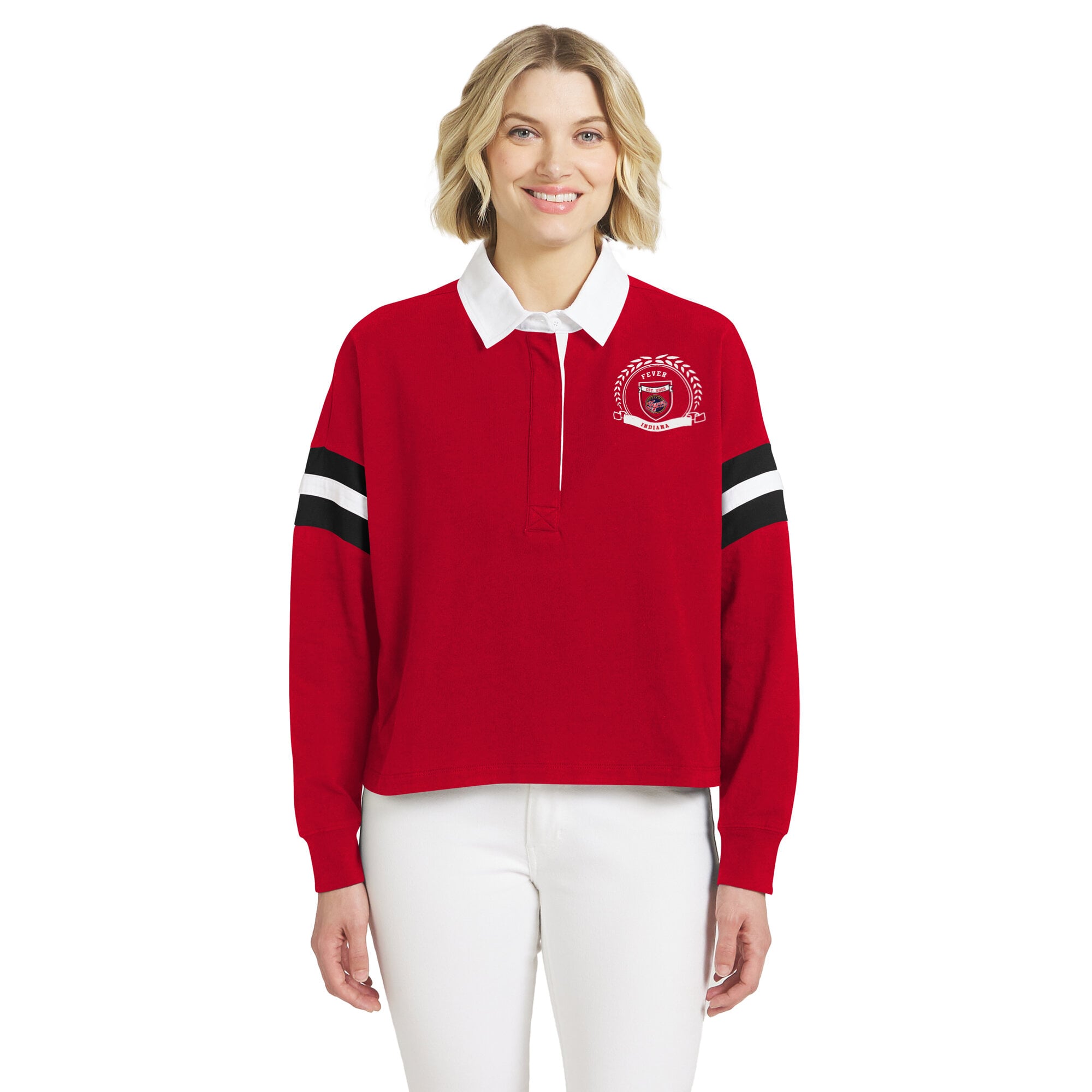 Women's WEAR by Erin Andrews Red Indiana Fever Rugby Polo