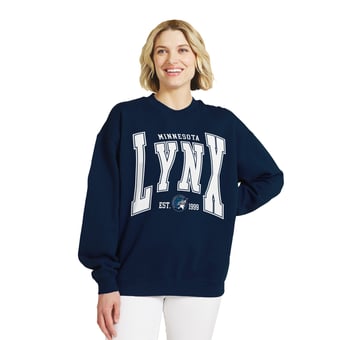 Women's WEAR by Erin Andrews Navy Minnesota Lynx Oversized Team Fleece Sweatshirt