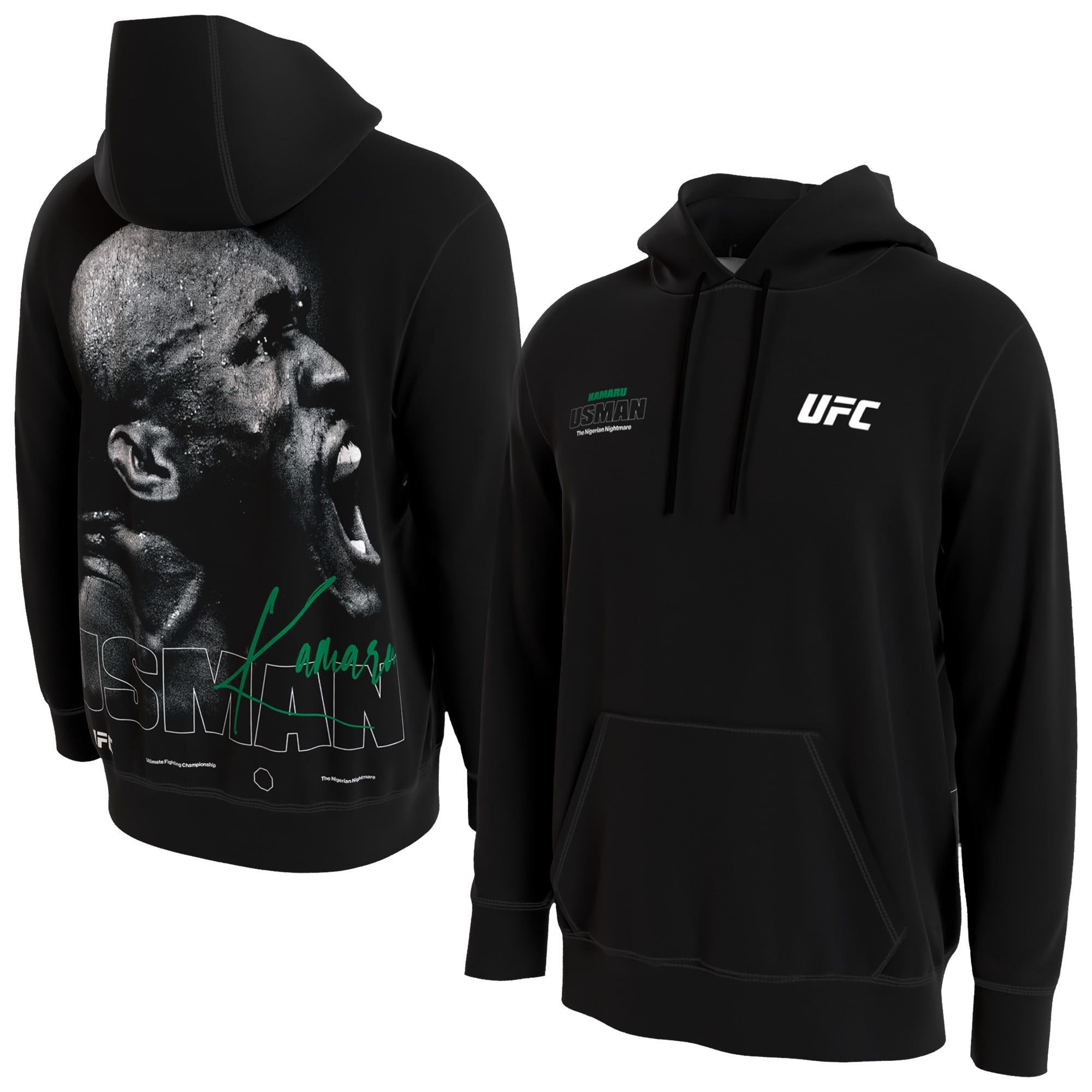 Youth ProSphere Black Kamaru Usman UFC Face Photo Hoodie