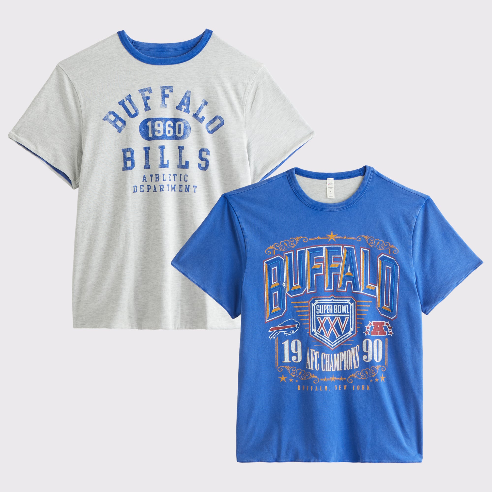 Abercrombie & Fitch Herren-Wende-T-Shirt in Blau mit Buffalo Bills-Logo