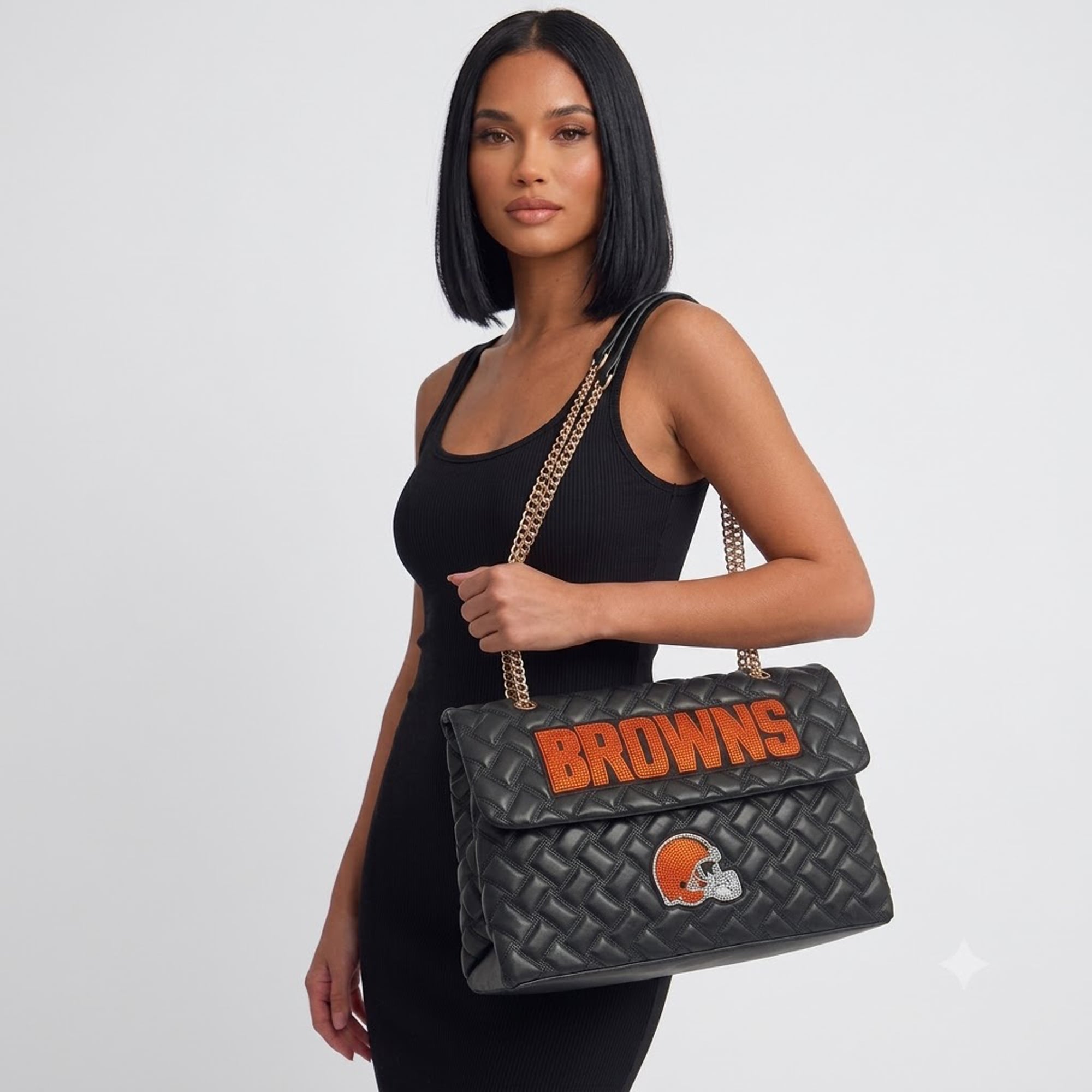 Women's Cuce Black Cleveland Browns Vegan Leather Oversized Tote Bag