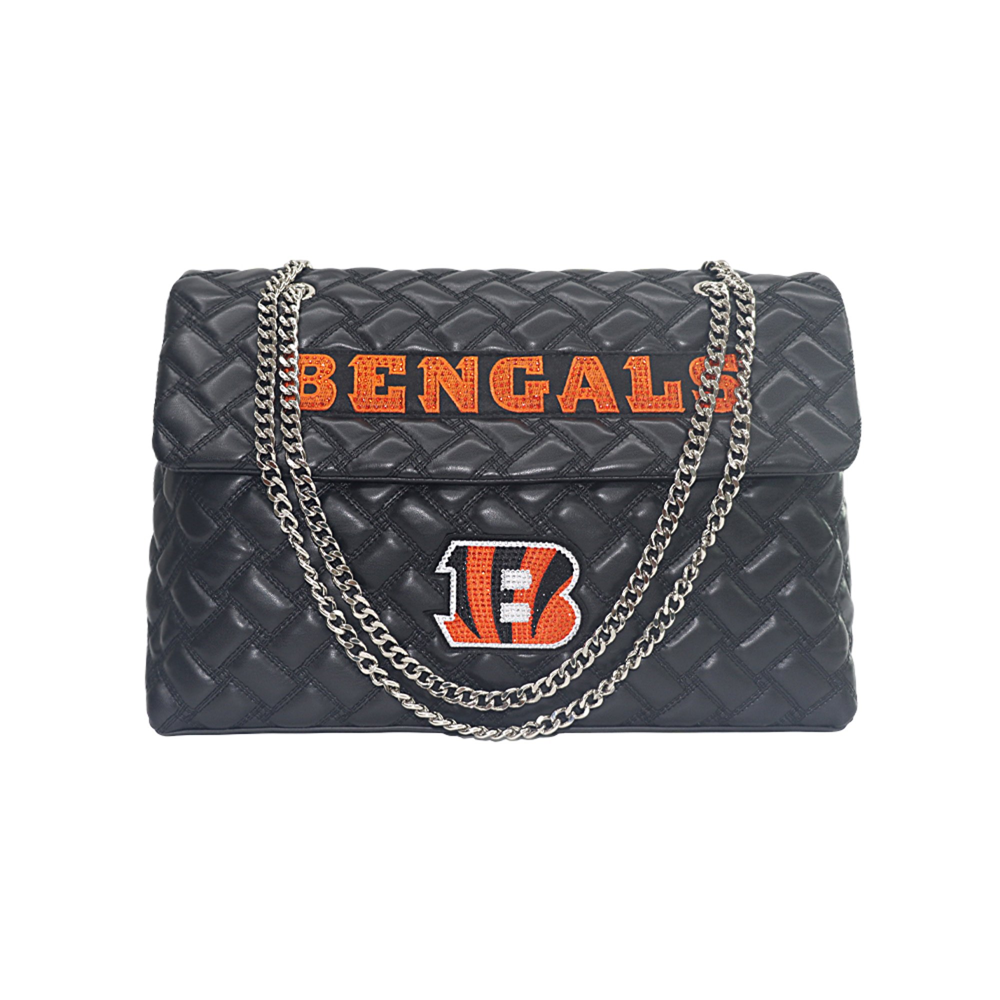 Women's Cuce Black Cincinnati Bengals Vegan Leather Oversized Tote Bag