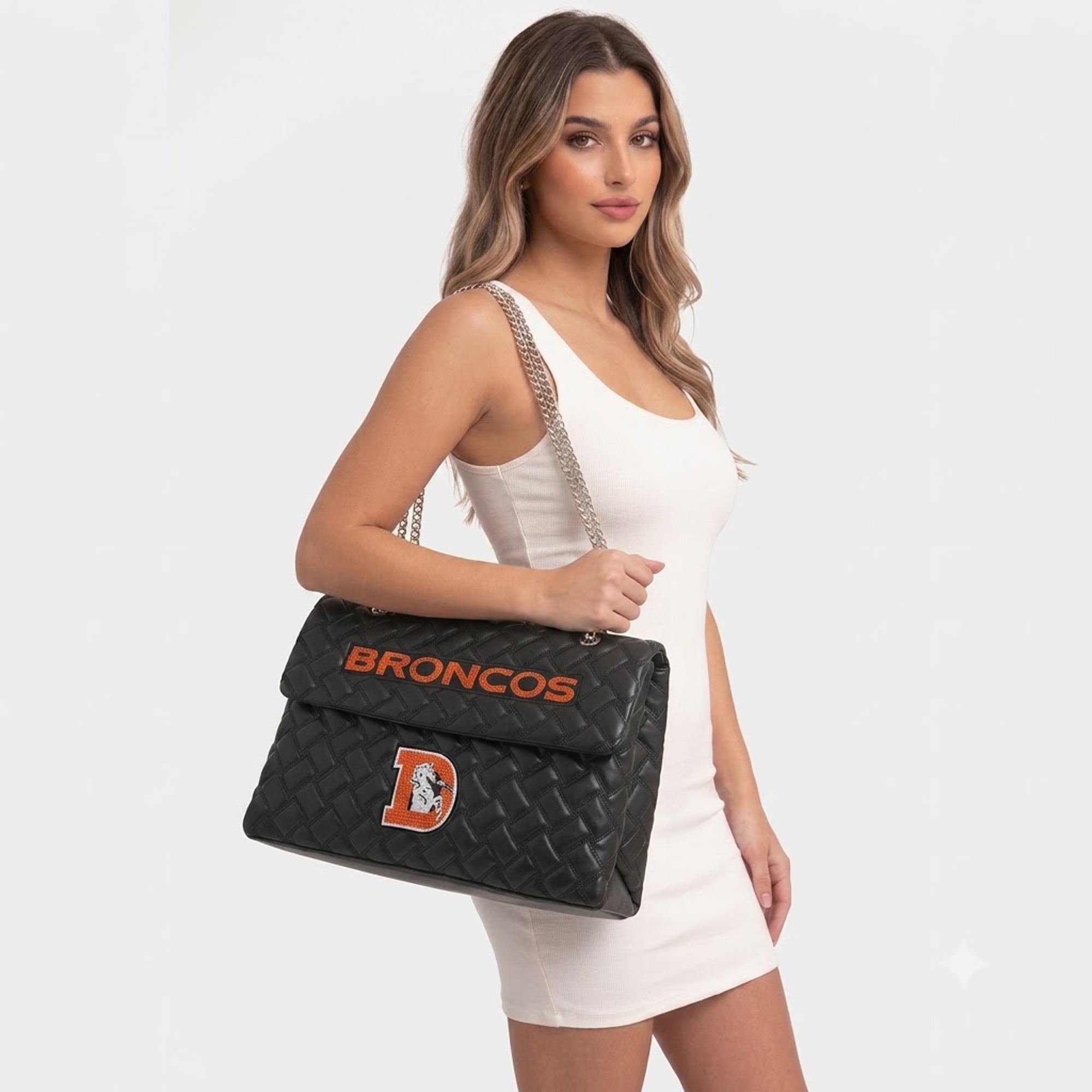 Women's Cuce Black Denver Broncos Vegan Leather Oversized Tote Bag