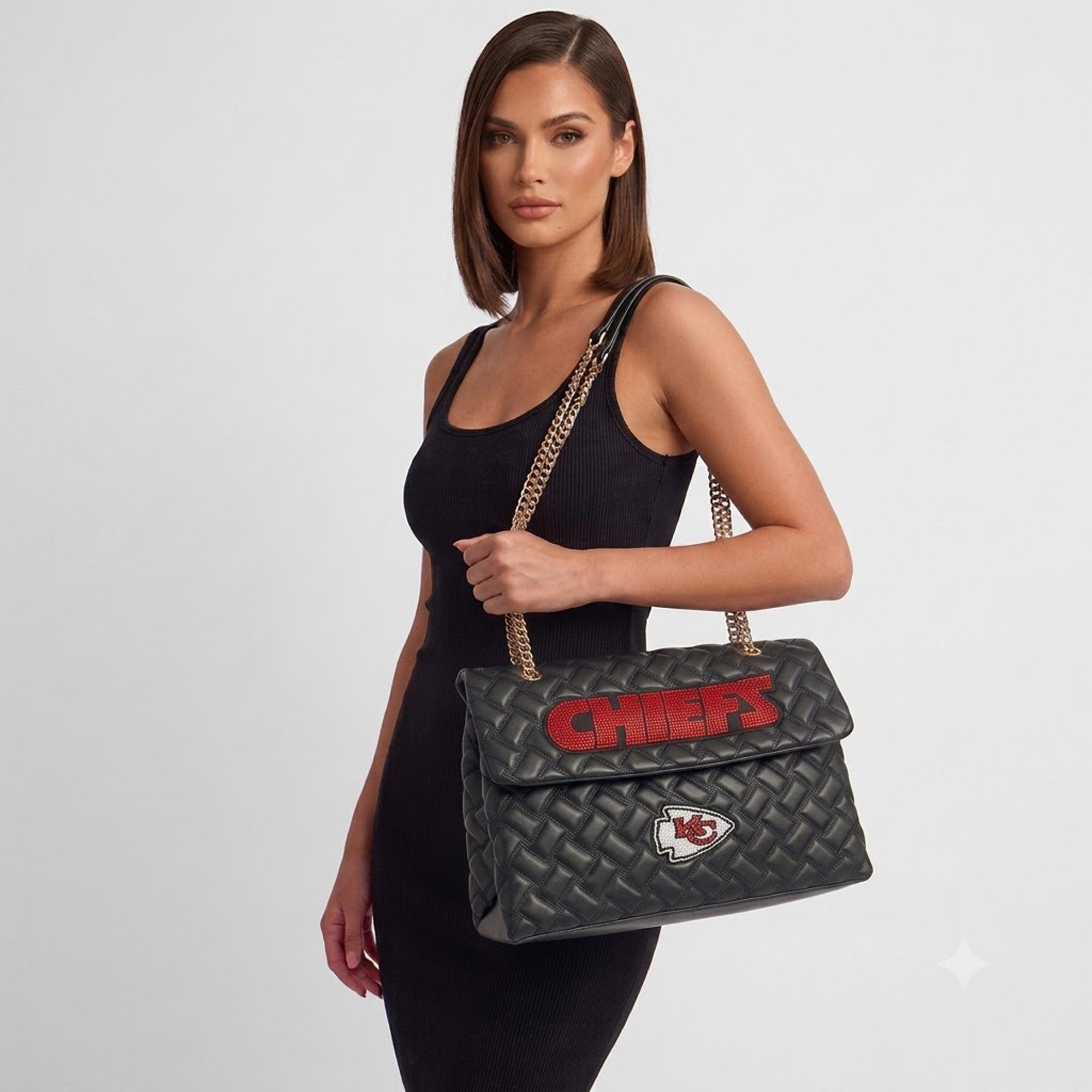 Women's Cuce Black Kansas City Chiefs Vegan Leather Oversized Tote Bag