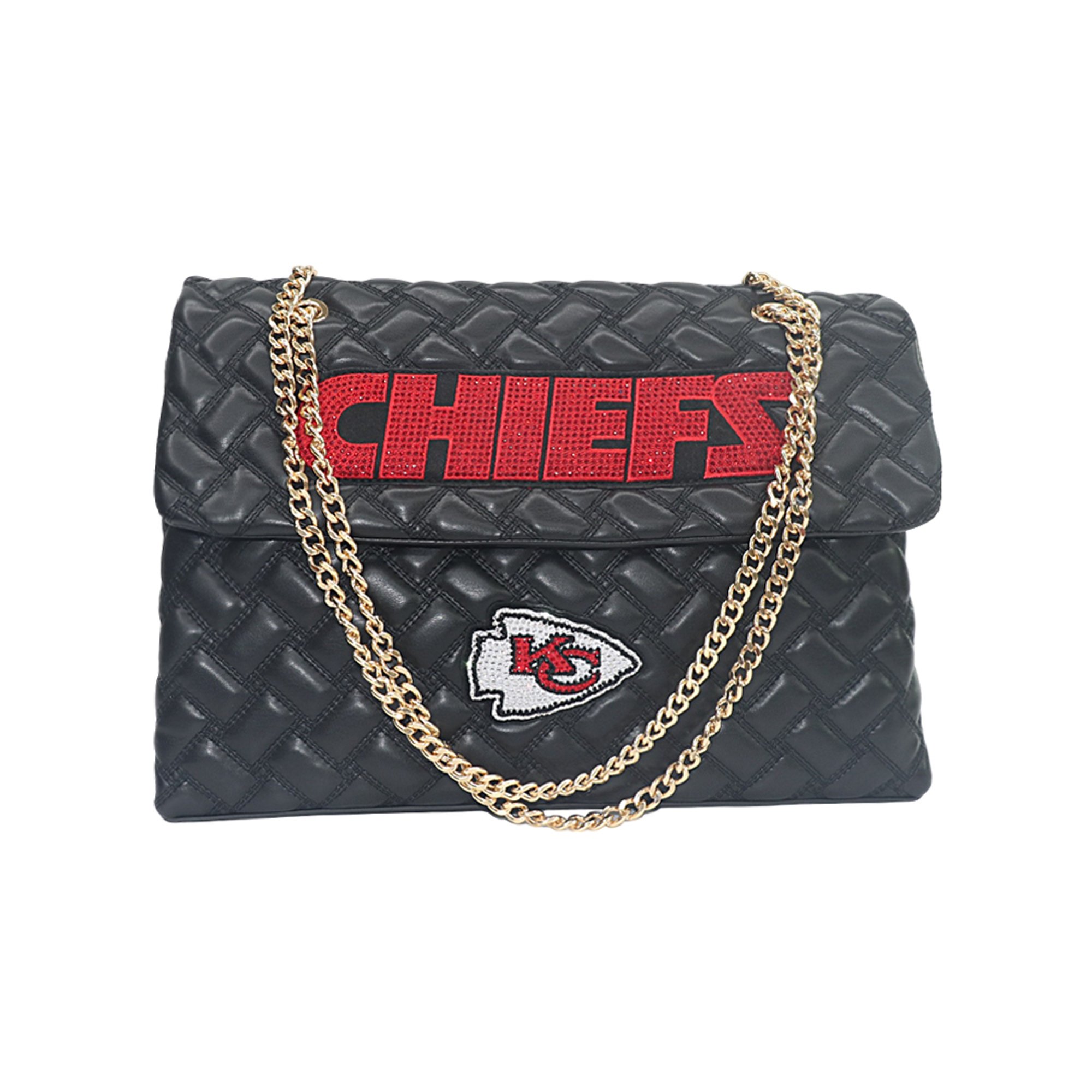 Women's Cuce Black Kansas City Chiefs Vegan Leather Oversized Tote Bag