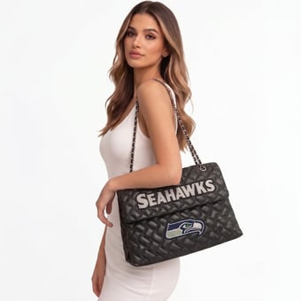 Women's FABGATING by Cuce  Black Seattle Seahawks Vegan Leather Oversized Tote Bag