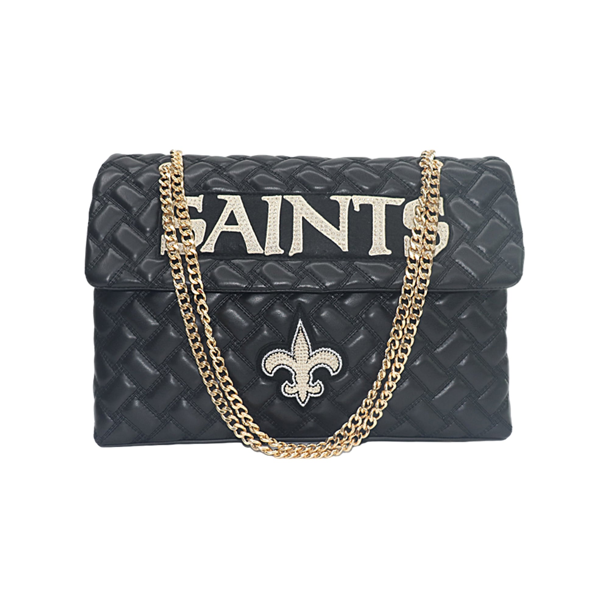 Women's Cuce Black New Orleans Saints Vegan Leather Oversized Tote Bag