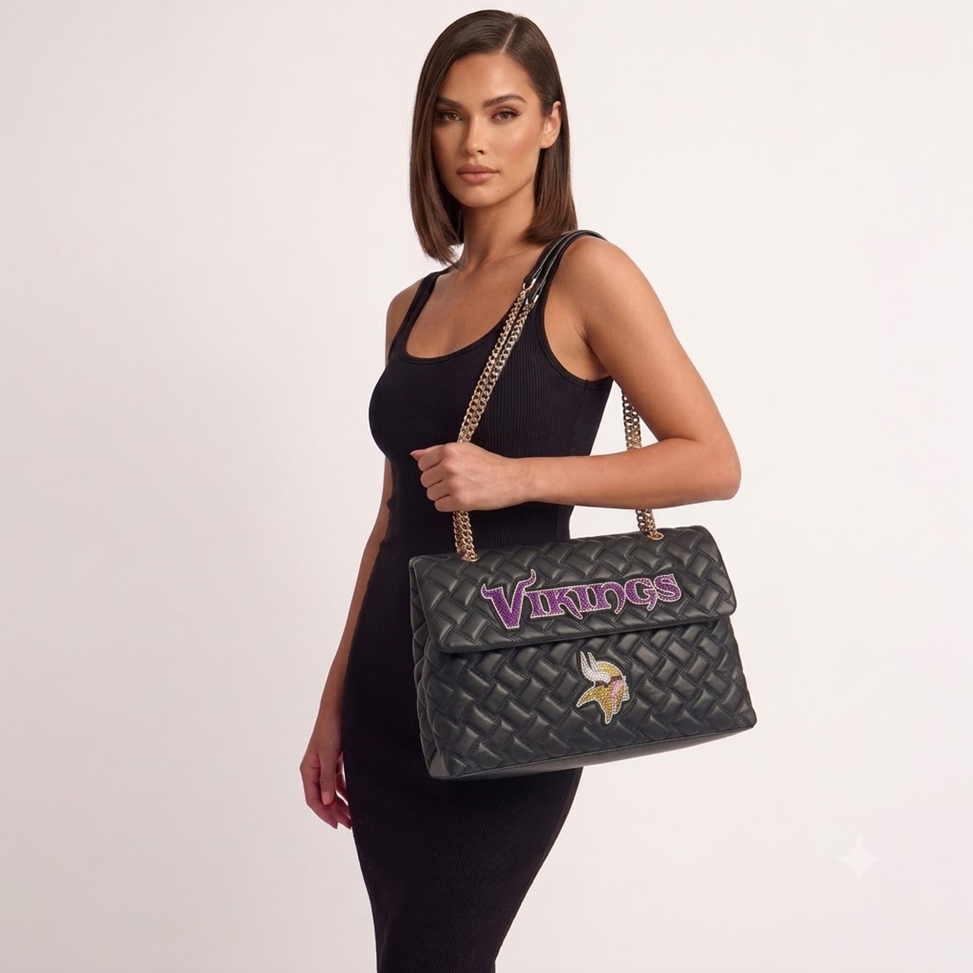Women's Cuce Black Minnesota Vikings Vegan Leather Oversized Tote Bag