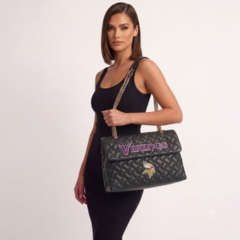 Women's FABGATING by Cuce  Black Minnesota Vikings Vegan Leather Oversized Tote Bag