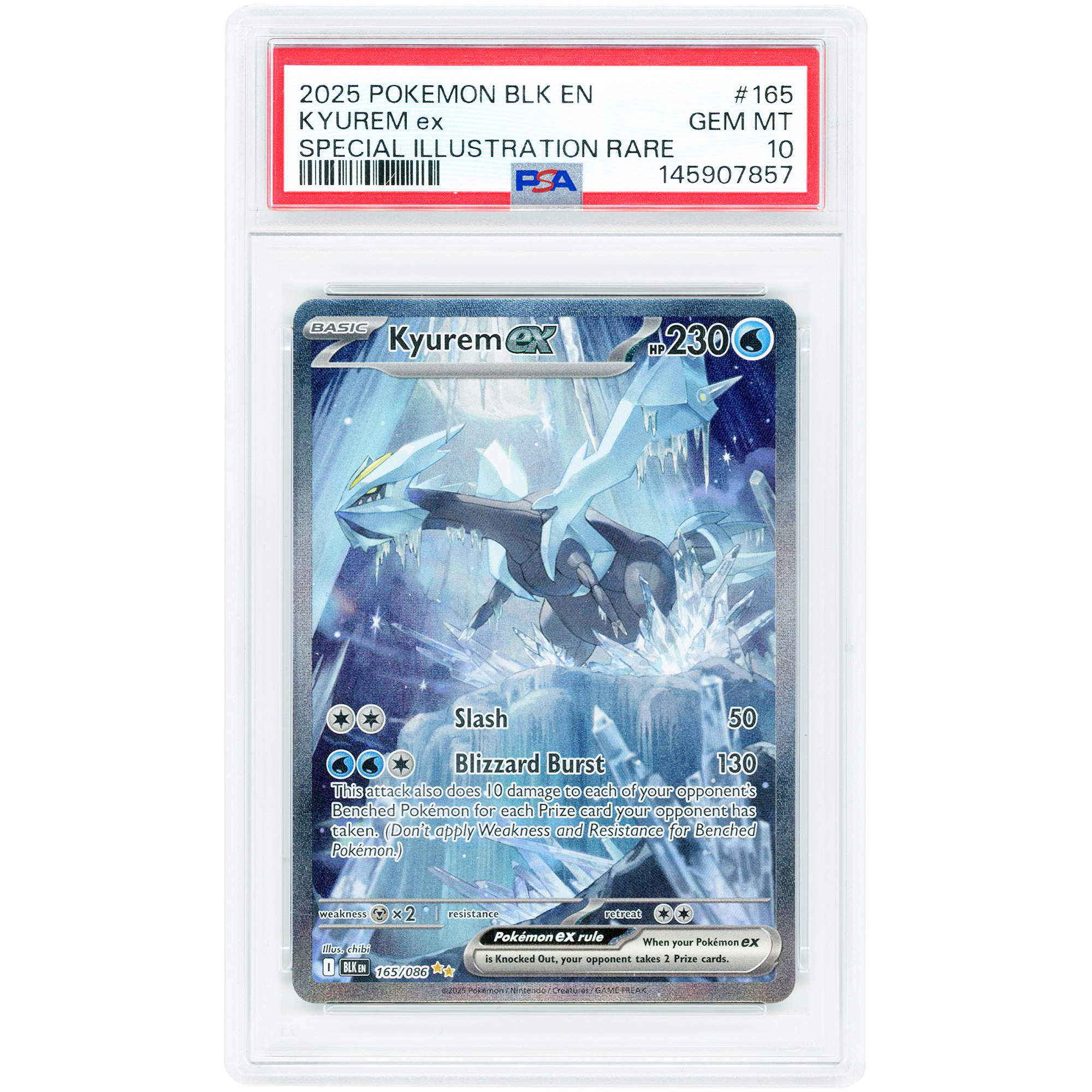Kyurem ex 2025 Pokemon Black Bolt Special Illustration Rare #165 PSA Authenticated 10 Card