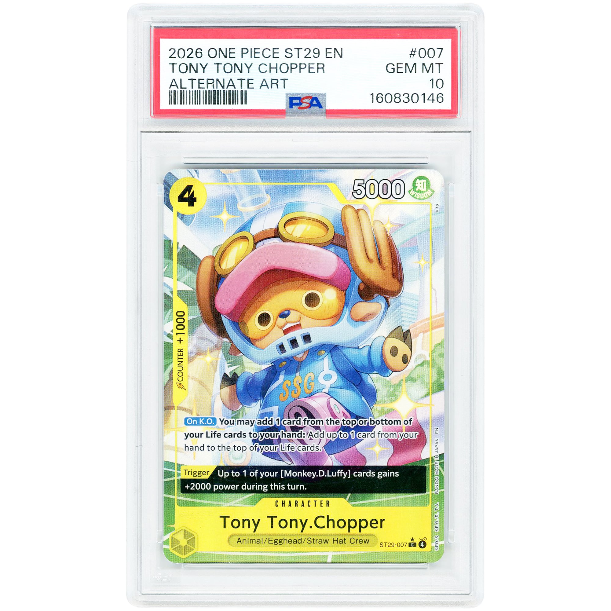 Tony Tony Chopper 2026 One Piece Starter Deck 29: Egghead Full Art #ST29-007 PSA Authenticated 10 Card