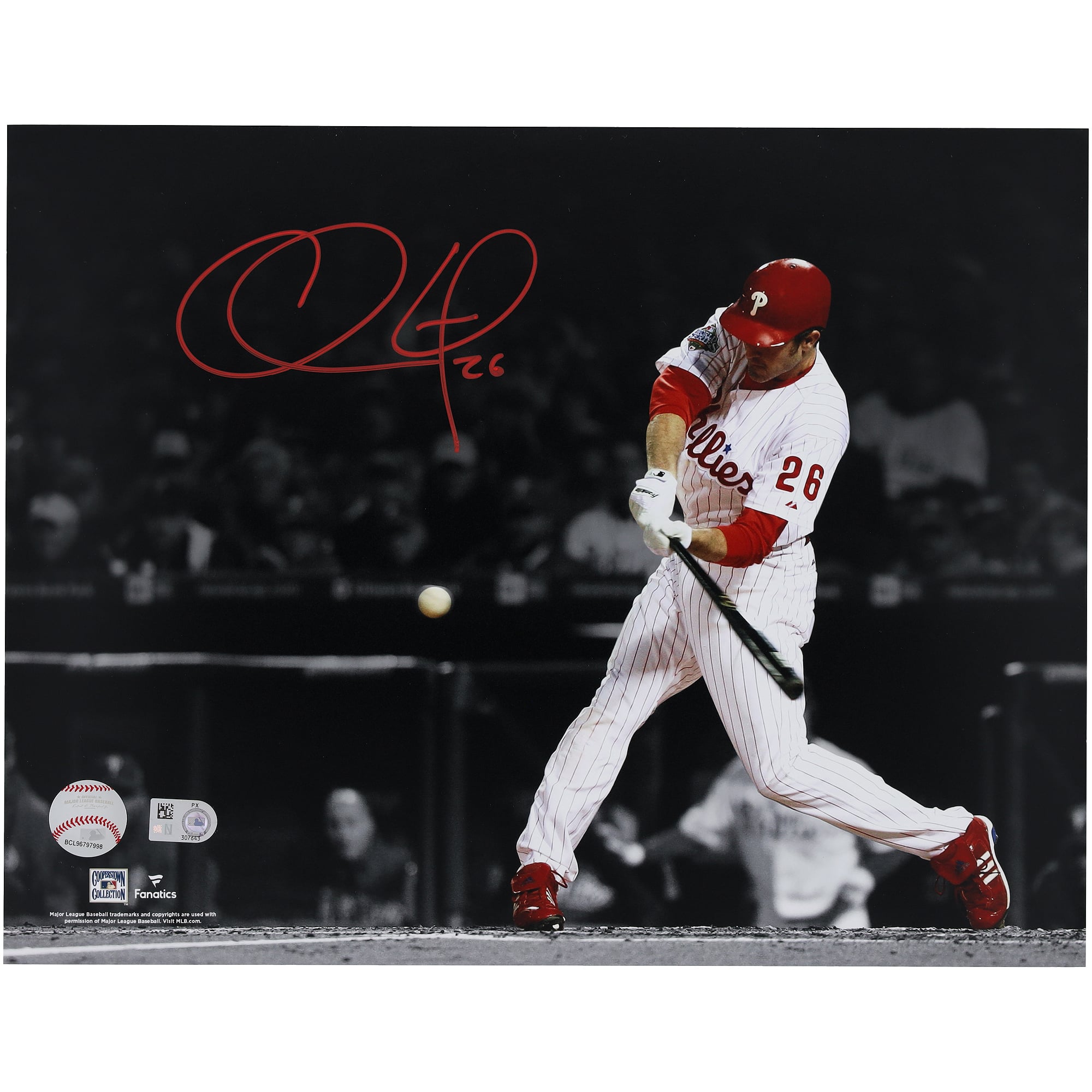 Chase Utley Philadelphia Phillies Autographed 11" x 14" Swinging Spotlight Photograph