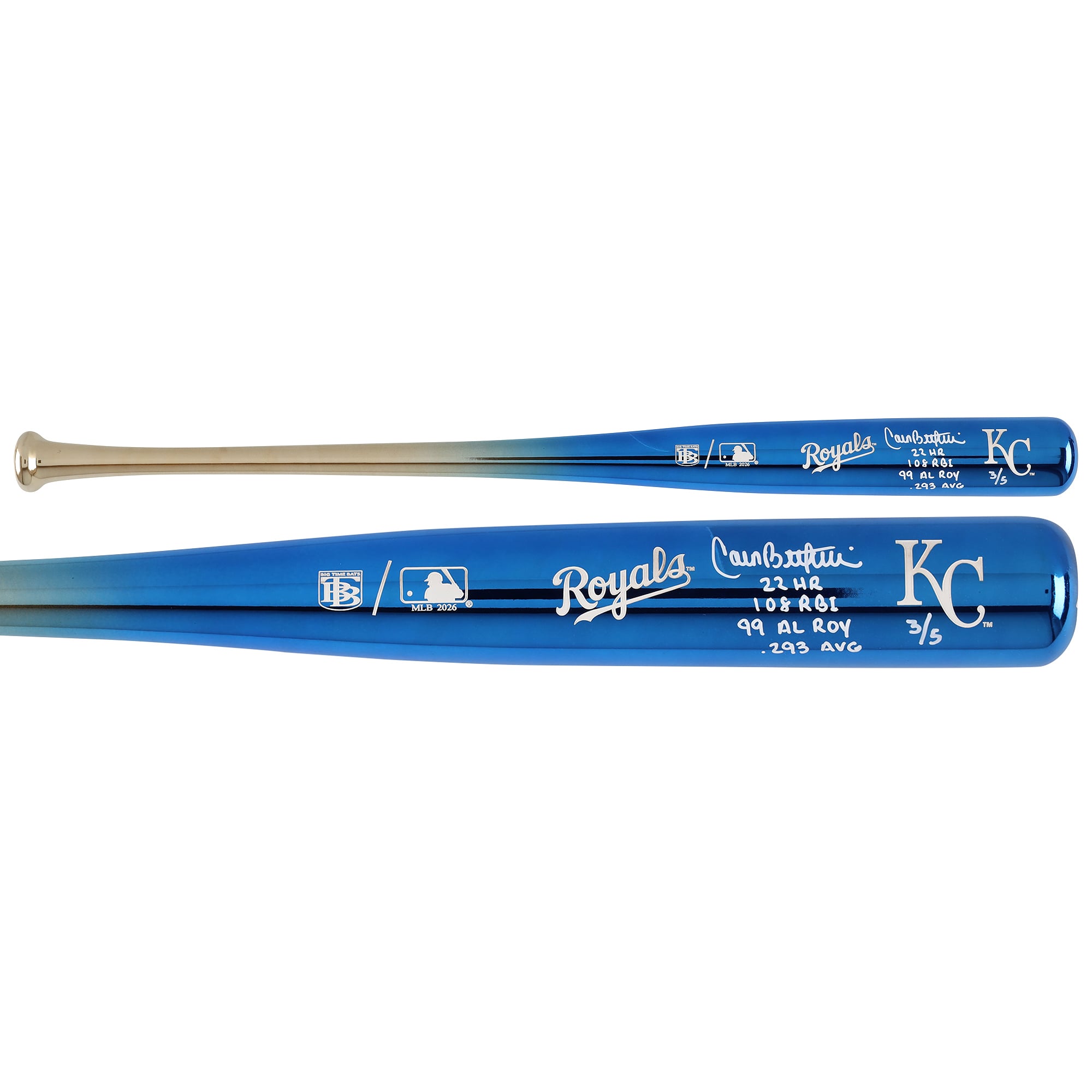 Carlos Beltran Kansas City Royals Autographed Big Time Bats Chrome Bat with Multiple Inscriptions - Limited Edition of 5
