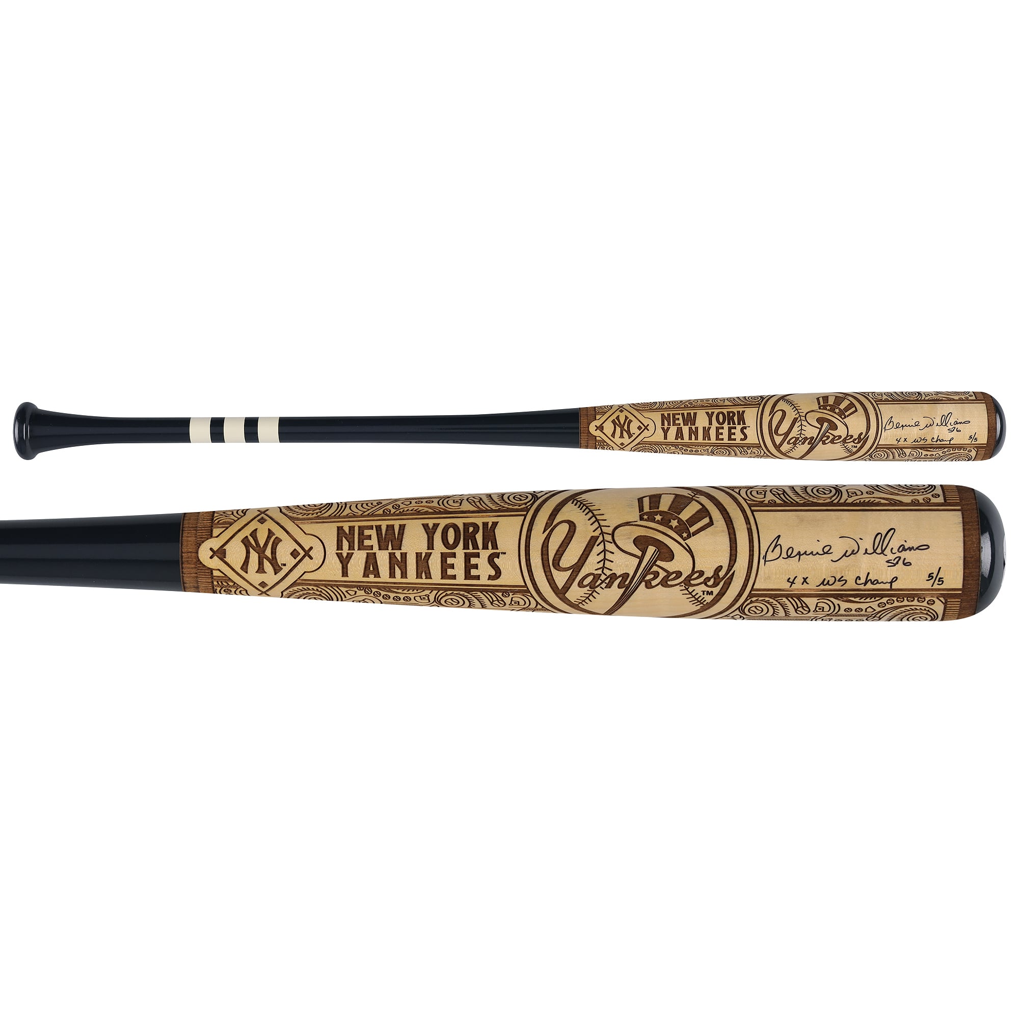 Bernie Williams New York Yankees Autographed Pillbox Bat Company Mural Series Bat with "4X WS Champ" Inscription - Limited Edition #5/5