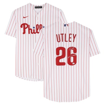 Chase Utley Philadelphia Phillies Autographed White Nike Replica Jersey with "2008 WS Champs" Inscription