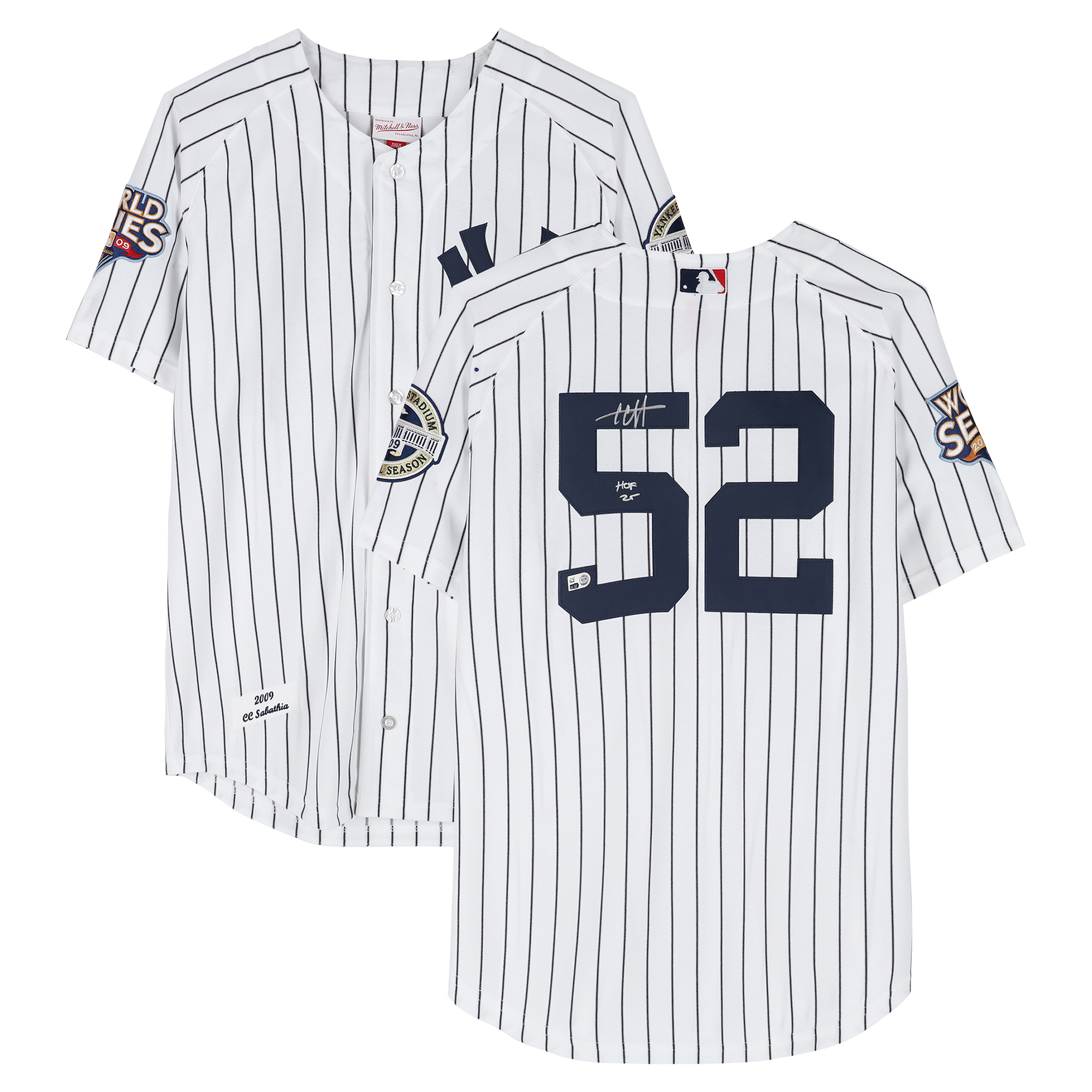 CC Sabathia New York Yankees Autographed White Mitchell and Ness 2009 World Series Authentic Jersey with "HOF 25" Inscription