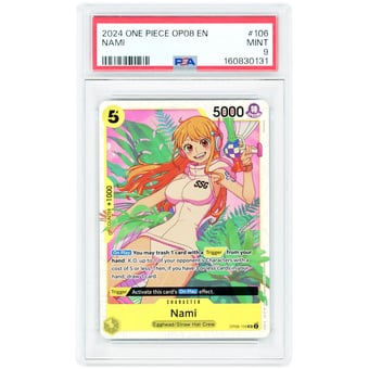Nami 2024 One Piece Two Legends Super Rare #OP08-106 PSA Authenticated 9 Card