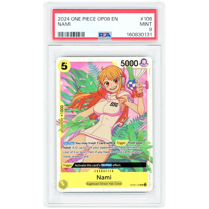 Nami 2024 One Piece Two Legends Super Rare #OP08-106 PSA Authenticated 9 Card
