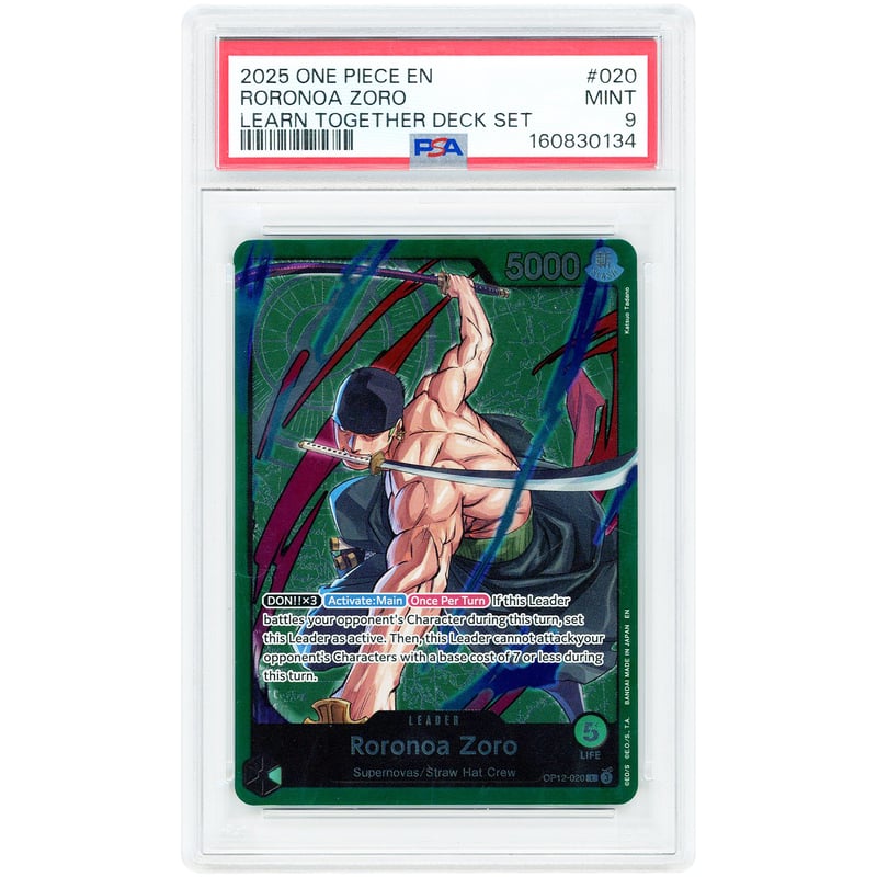 Roronoa Zoro 2025 One Piece Learn Together Deck Set Leader #OP12-020 PSA Authenticated 9 Card