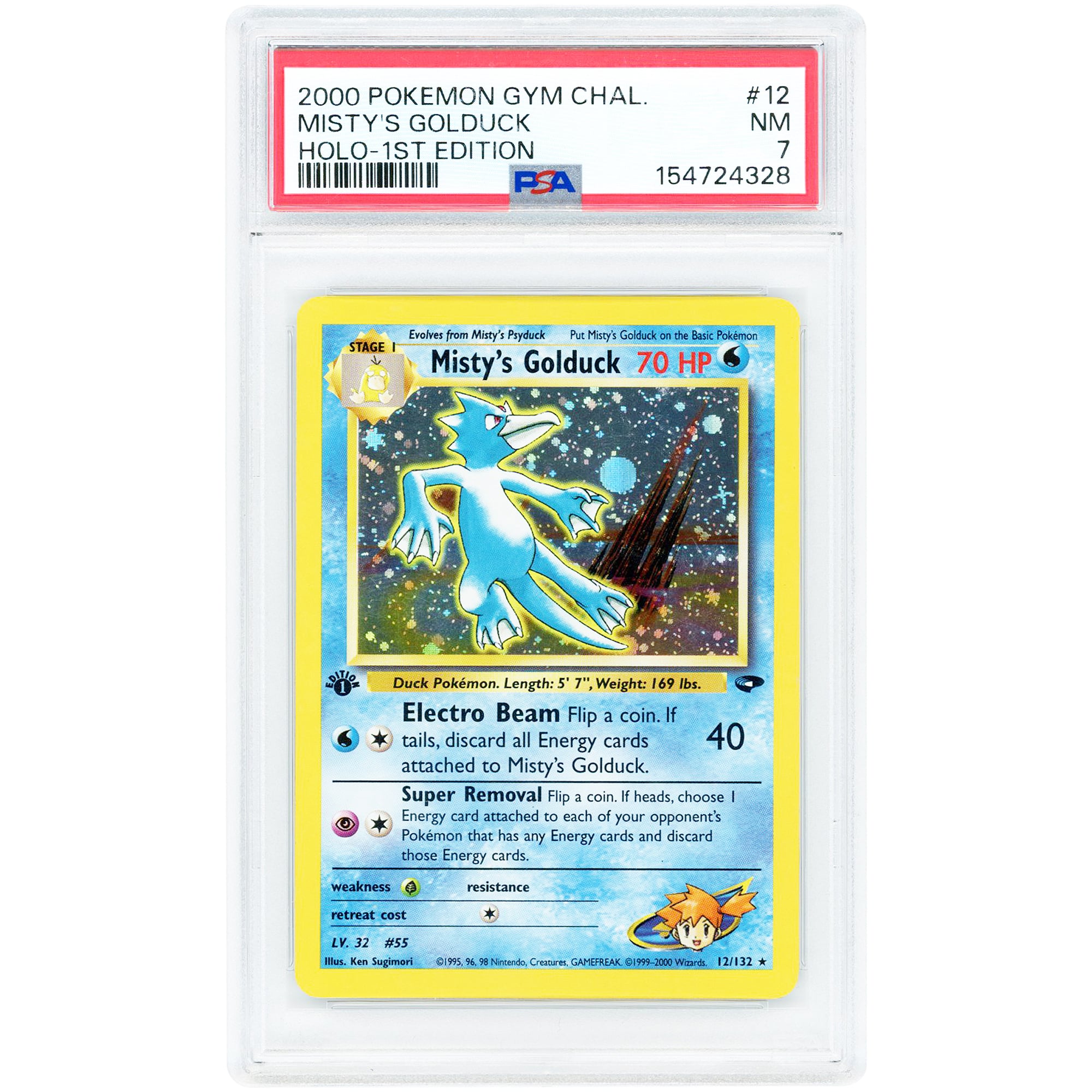 Misty's Golduck 2000 Pokemon Gym Challenge 1st Edition Holo Rare #12 PSA Authenticated 7 Card