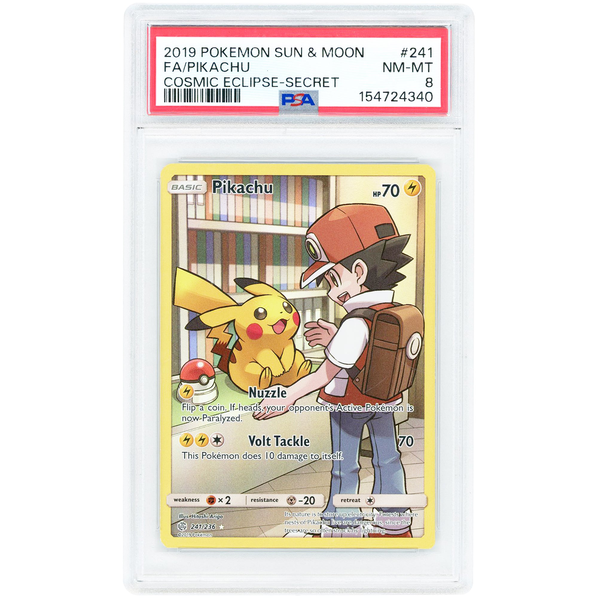 Pikachu 2019 Pokemon Cosmic Eclipse Secret Rare #241 PSA Authenticated 8 Card