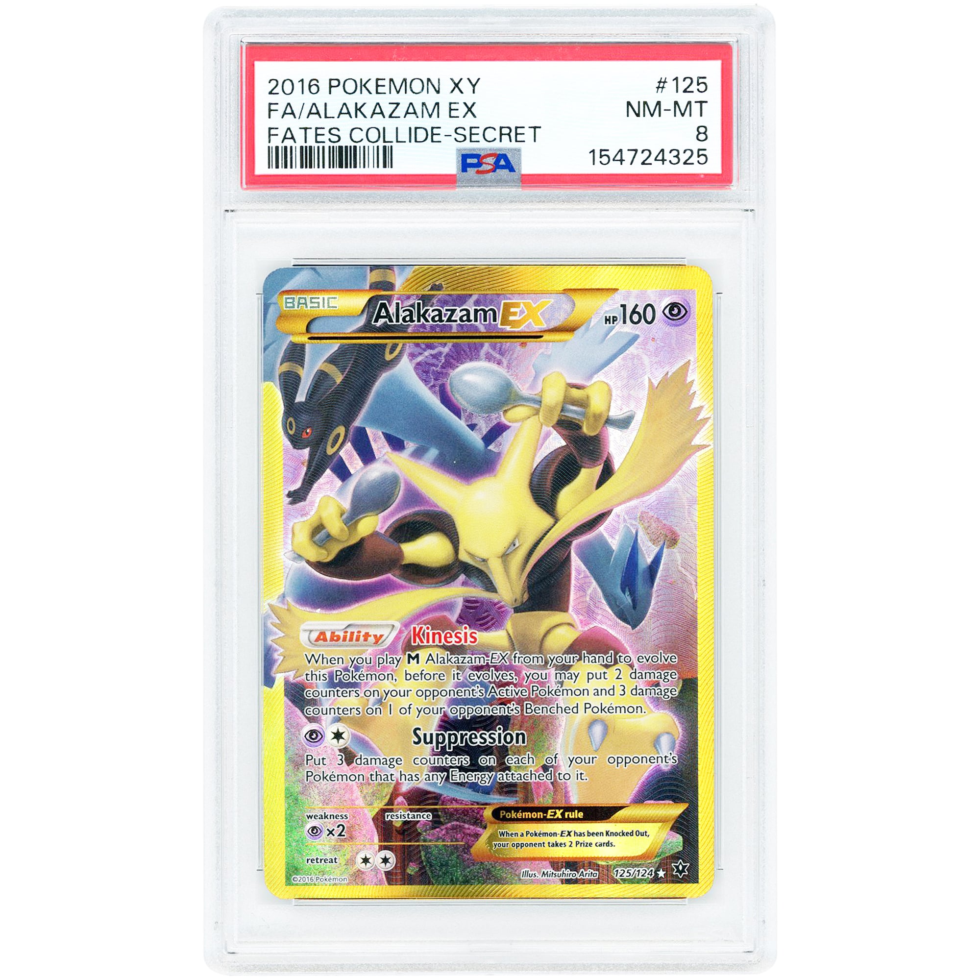 Alakazam EX 2016 Pokemon XY Fates Collide Secret Rare #125 PSA Authenticated 8 Card