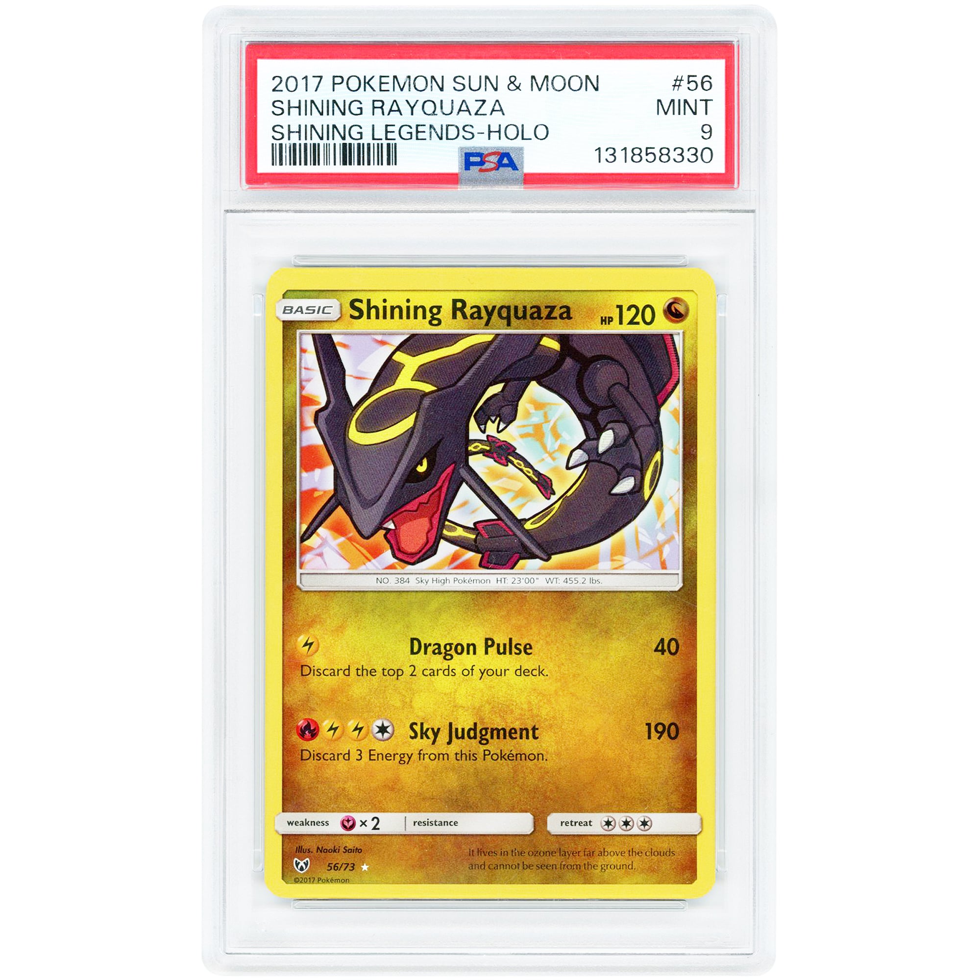 Shining Rayquaza 2017 Pokemon Shining Legends Shiny Holo Rare #56 PSA Authenticated 9 Card