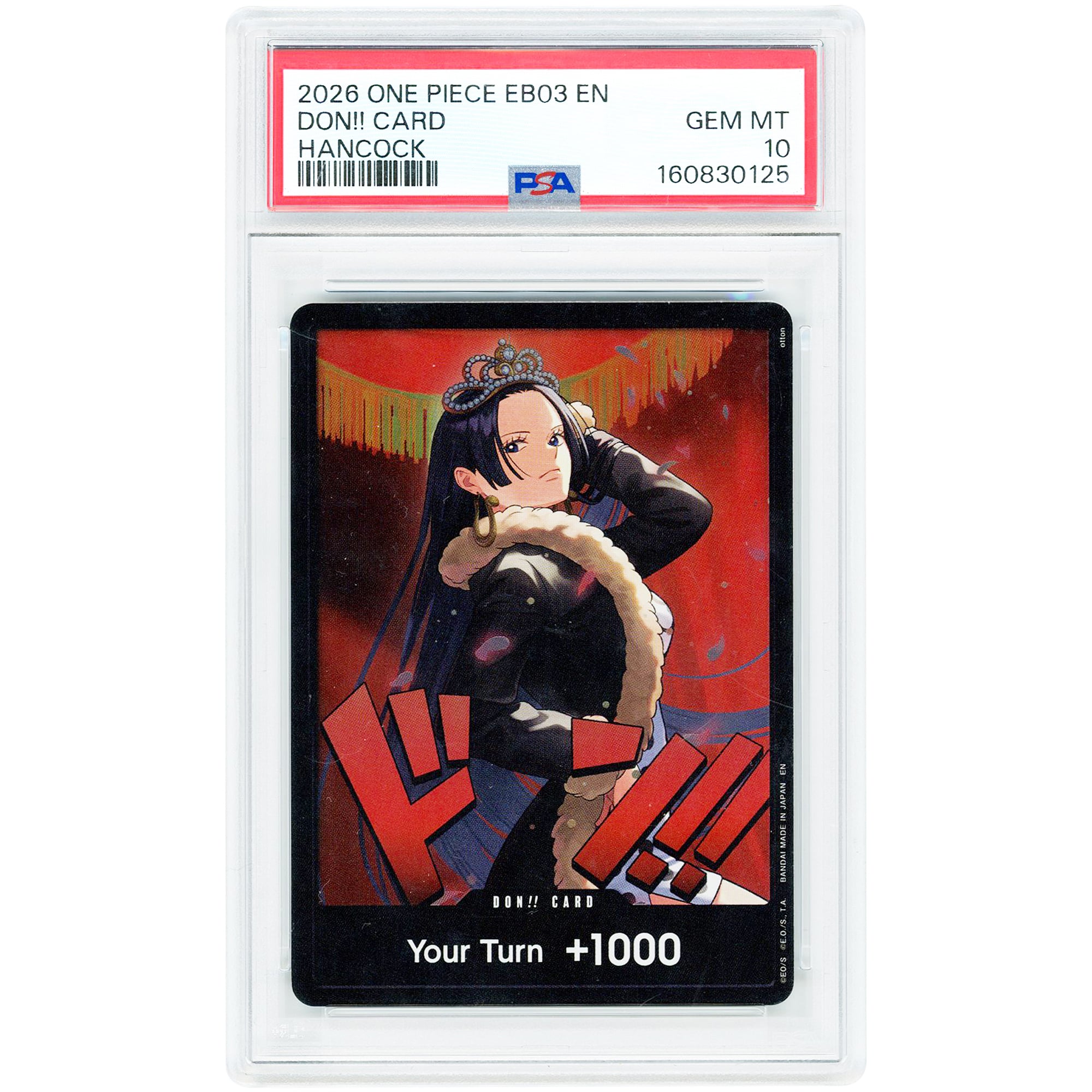 DON!! Card 2026 Extra Booster: One Piece Heroine's Edition DON!! Boa Hancock #NNO PSA Authenticated 10 Card