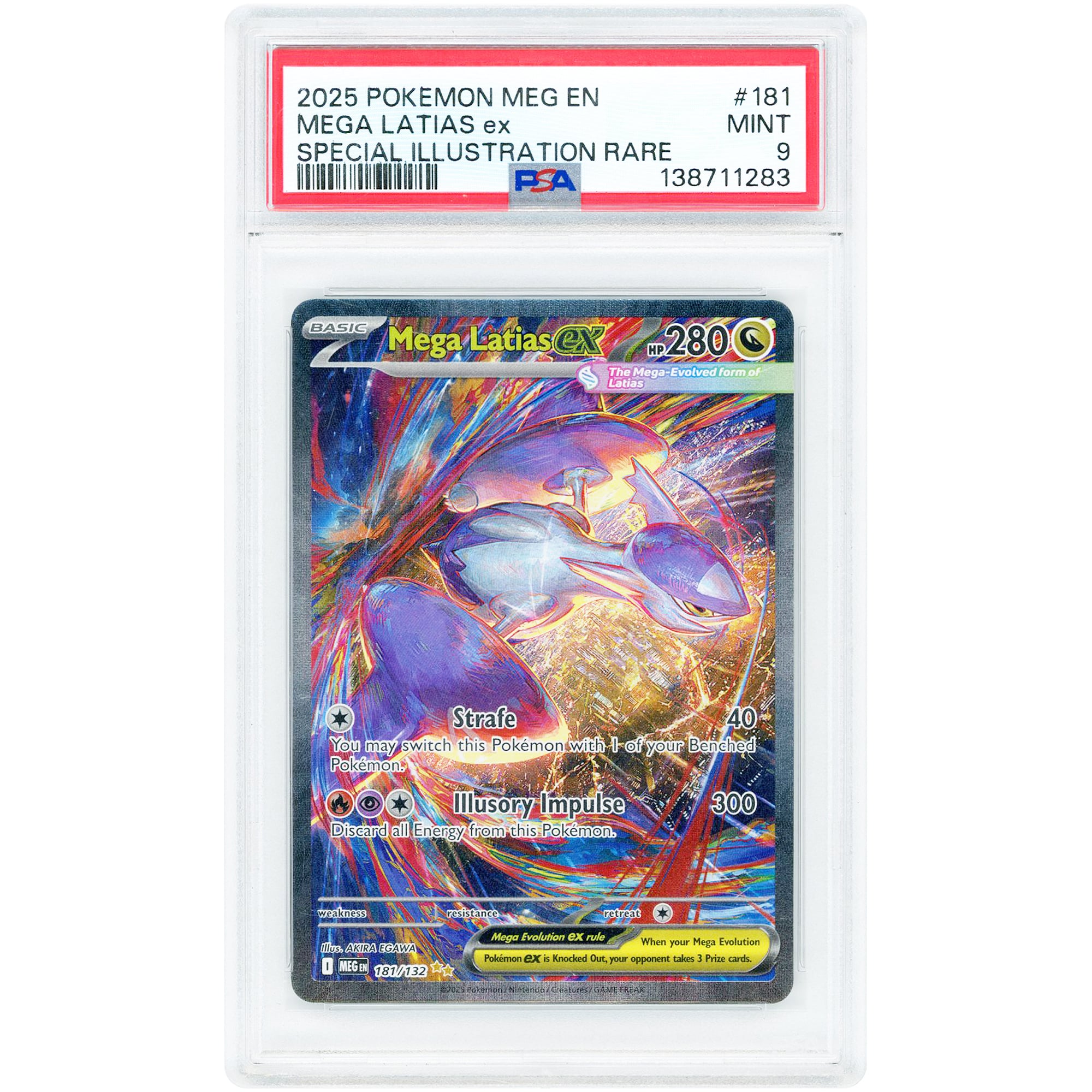 Mega Latias ex 2025 Pokemon Mega Evolution Special Illustration Rare #181 PSA Authenticated 9 Card